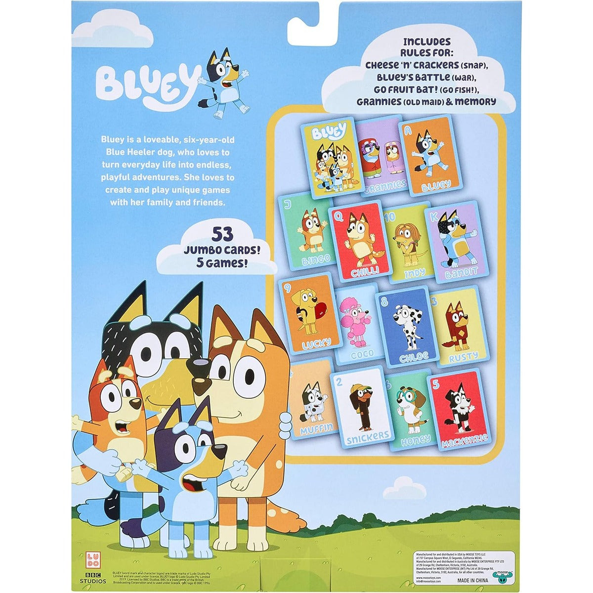 Bluey Juego De Cartas Para Niños 5 En 1 - 53 Cartas Gigantes