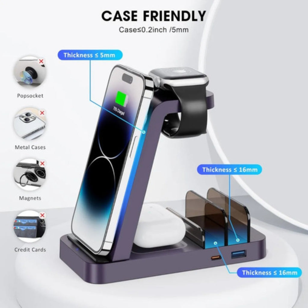 Cargador Inalambrico Gauoln 5 En 1 Iphone Airpods Watch
