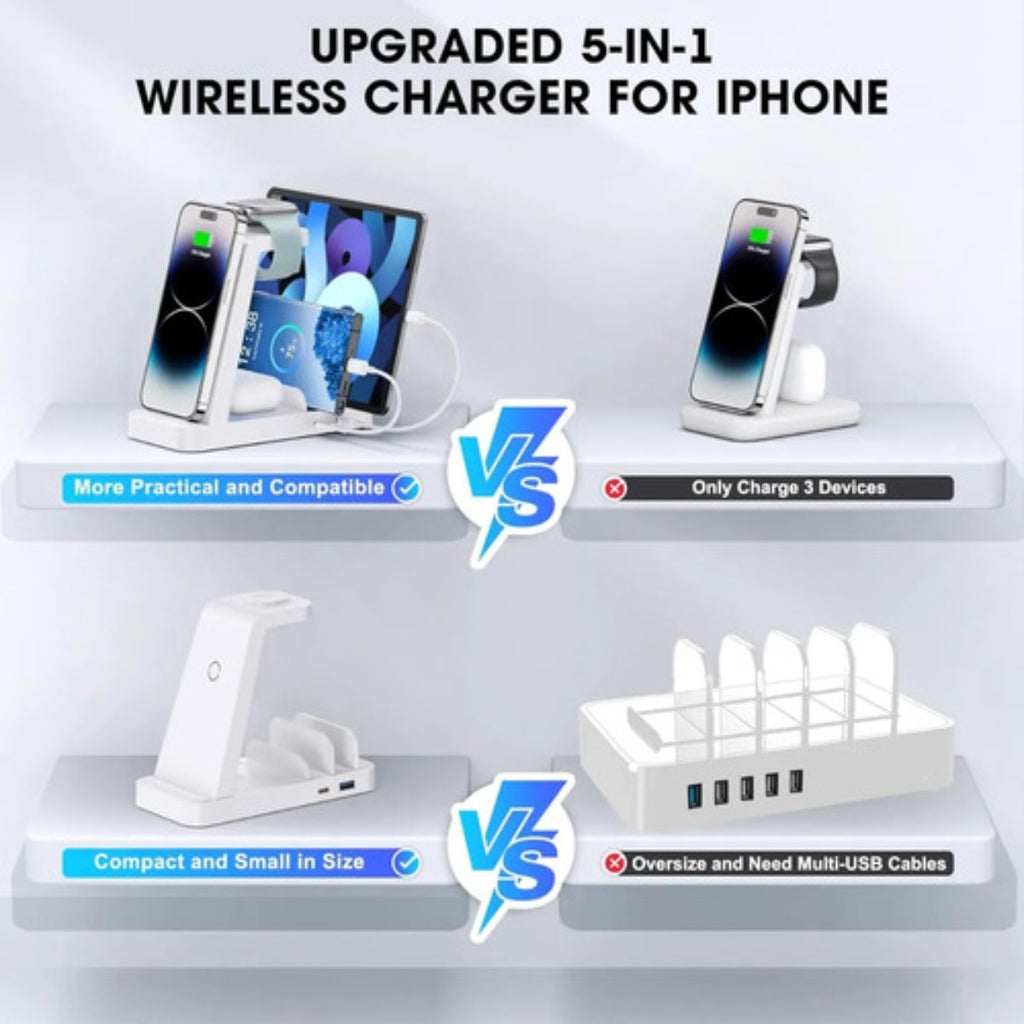 Cargador Inalambrico Gauoln 5 En 1 Iphone Airpods Watch
