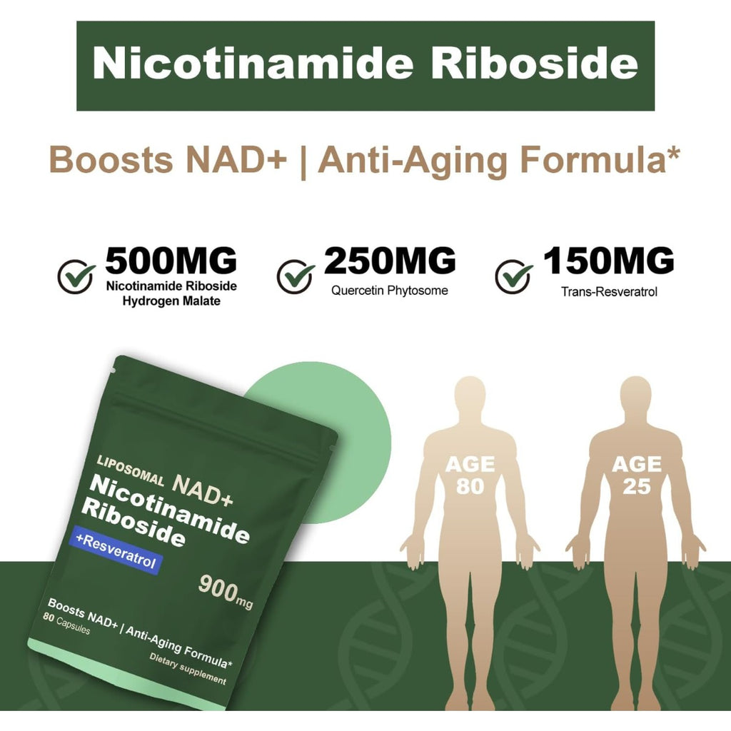 Suplemento NAD Resveratrol 900 mg 80 cápsulas Pack 2