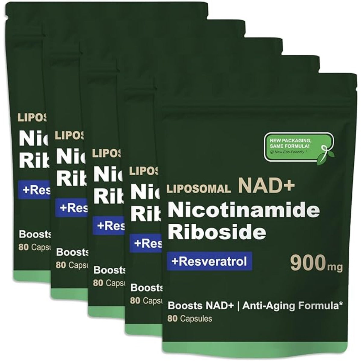 Suplemento NAD Resveratrol 900 mg 80 cápsulas Pack 2