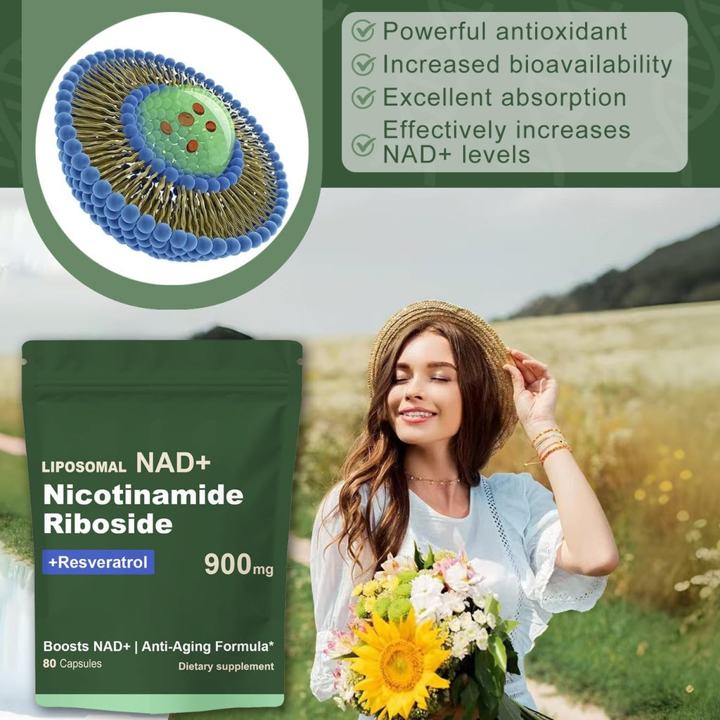 Suplemento NAD Resveratrol 900 mg 80 cápsulas Pack 2