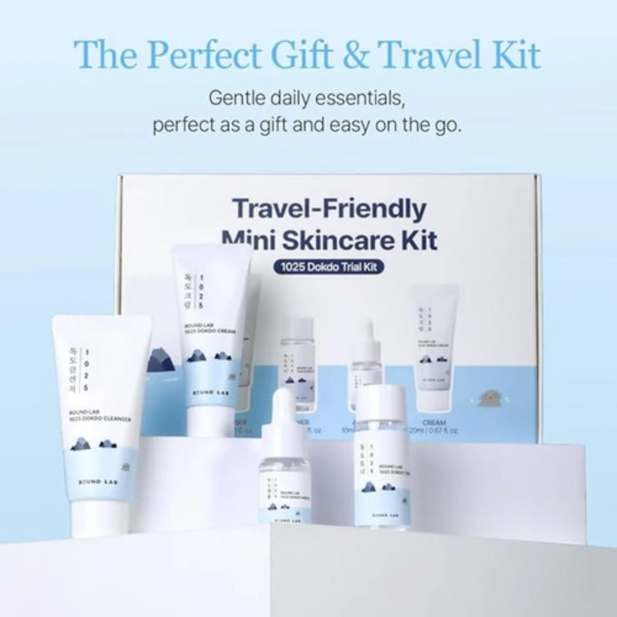 Round Lab Kit Viaje Skincare Limpiador Tónico Serum Crema