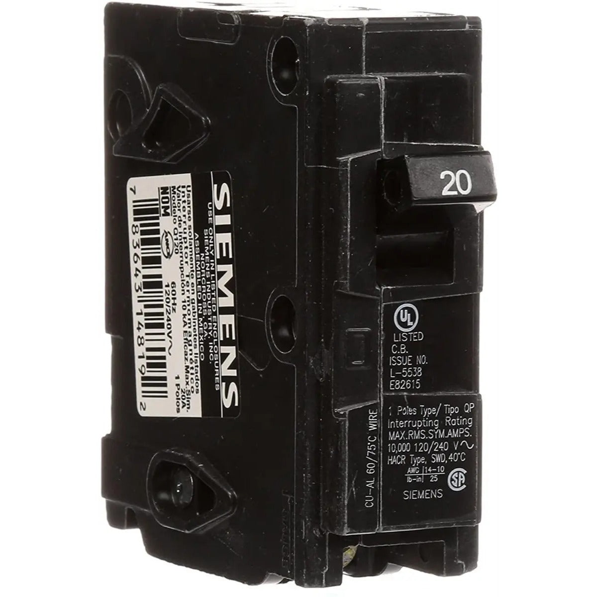Interruptor Automático Siemens Q120 1 Polo 20a