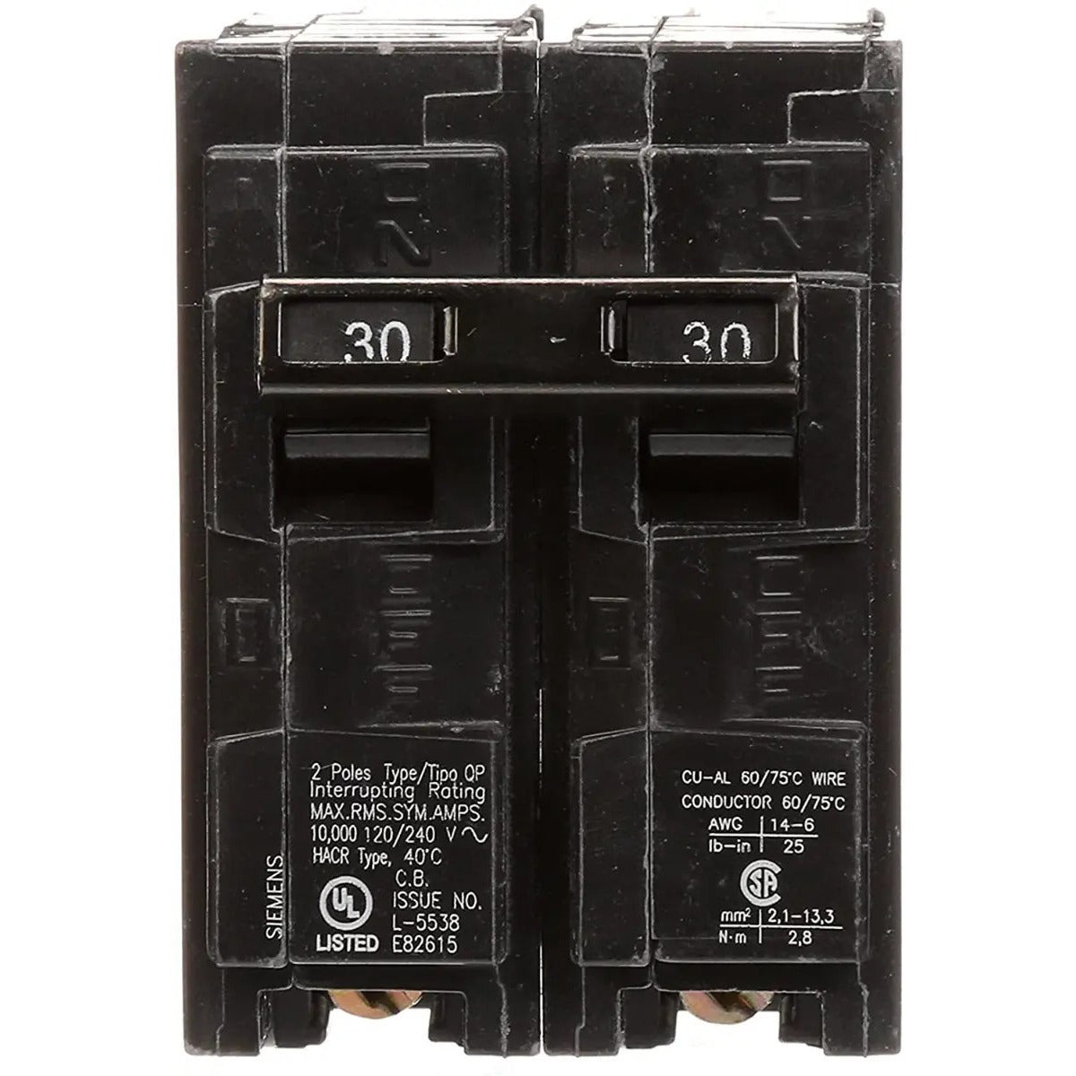 Siemens Interruptor De Circuito Qp Q230 De 2 Polos 30 Amper