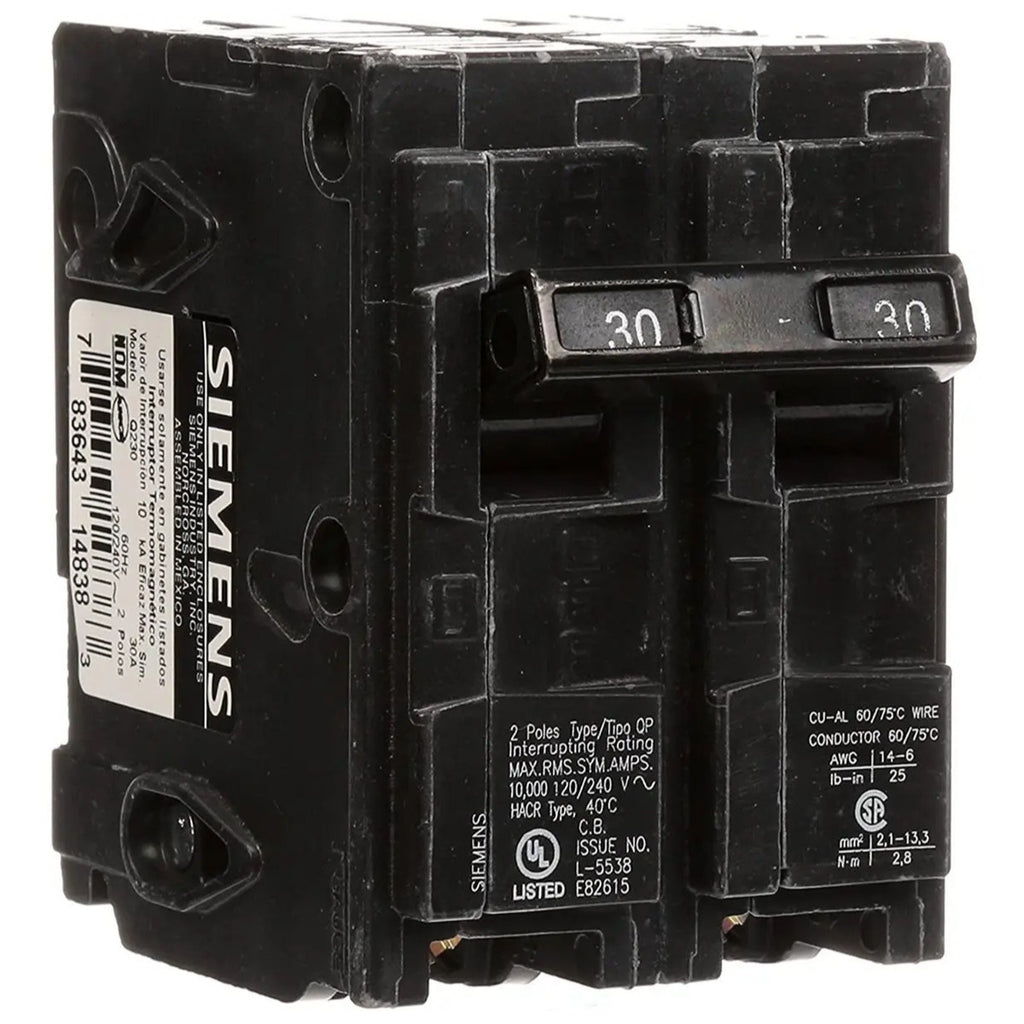 Siemens Interruptor De Circuito Qp Q230 De 2 Polos 30 Amper