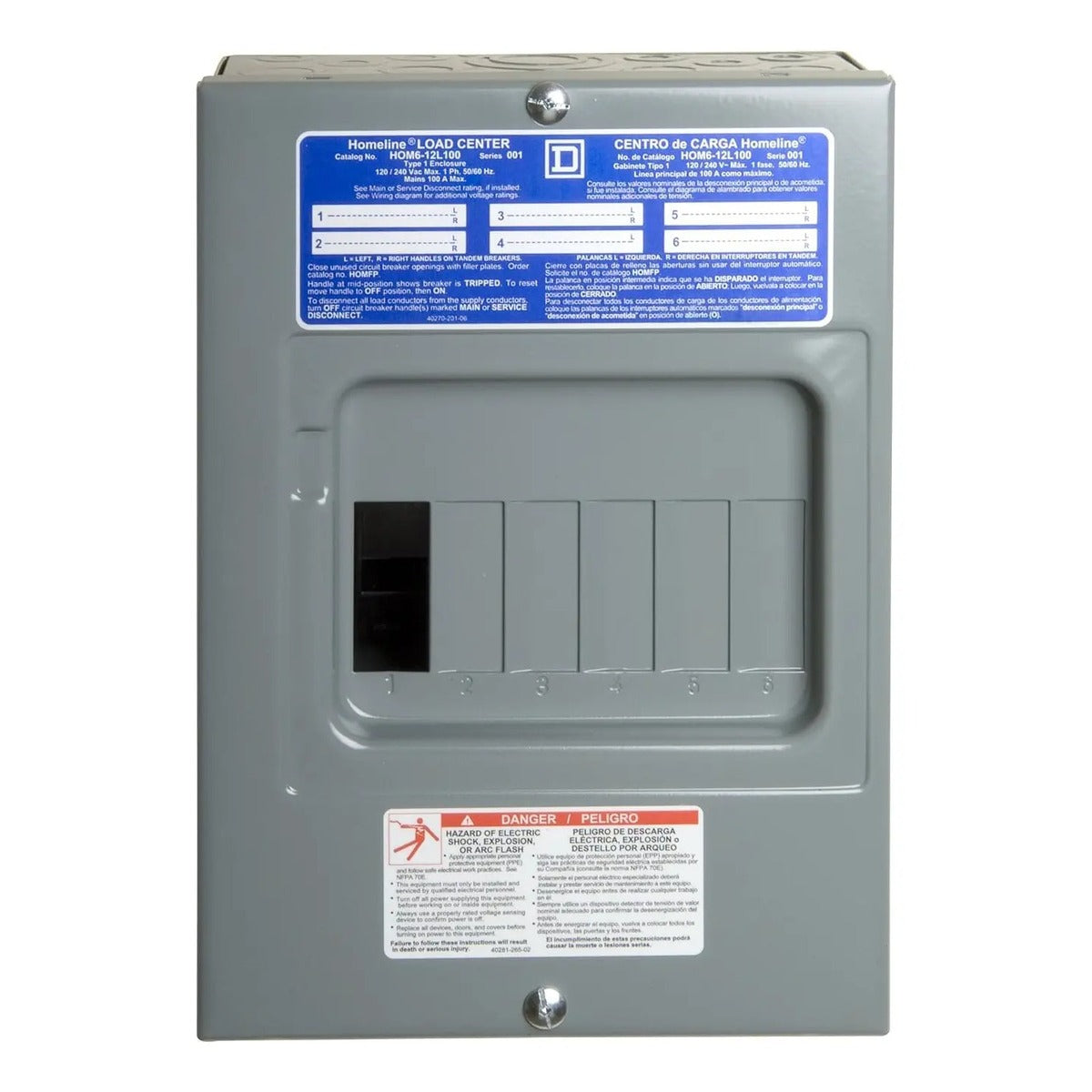 Centro De Carga Square D Tablero Hom612l100scp 100 Amp 6 Esp