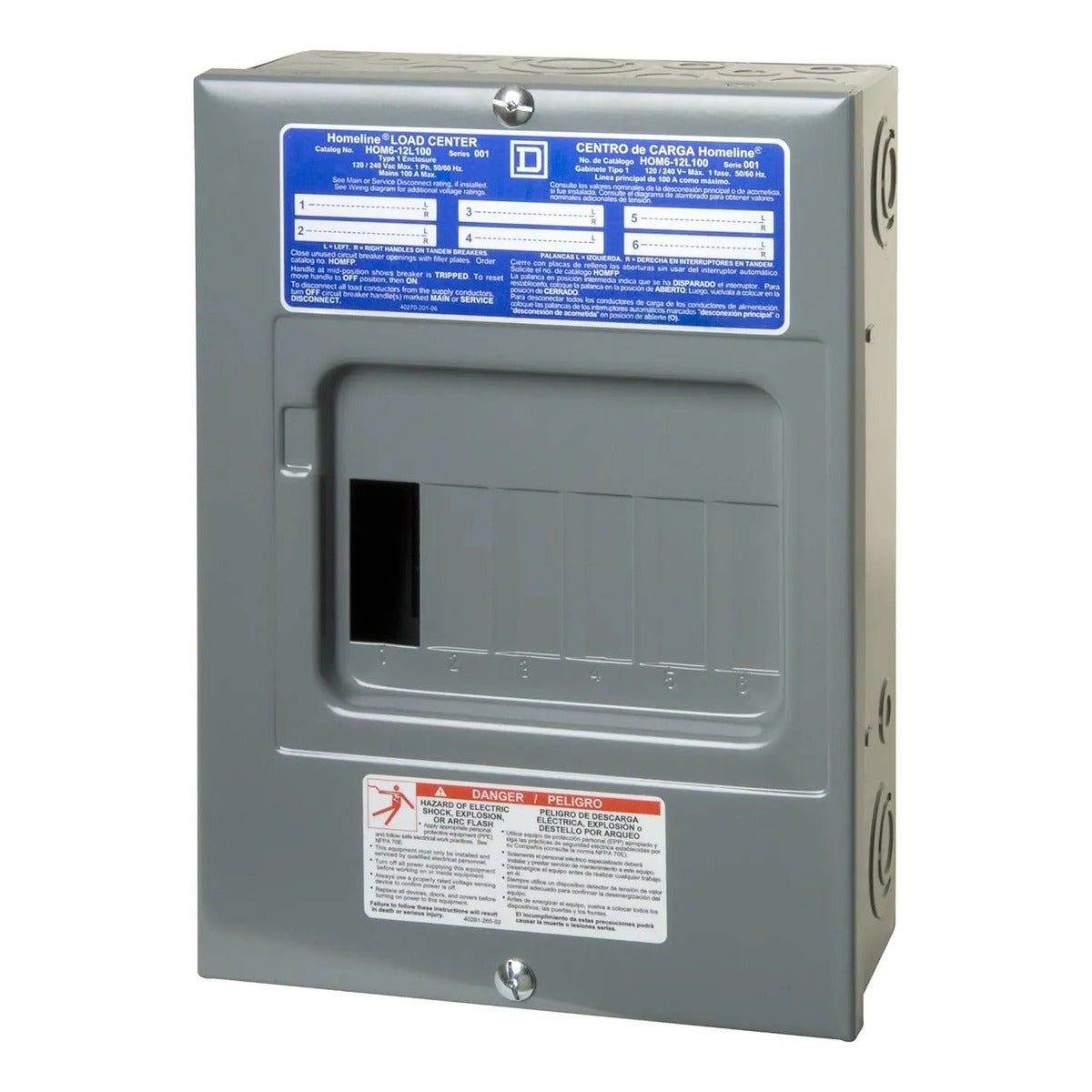 Centro De Carga Square D Tablero Hom612l100scp 100 Amp 6 Esp