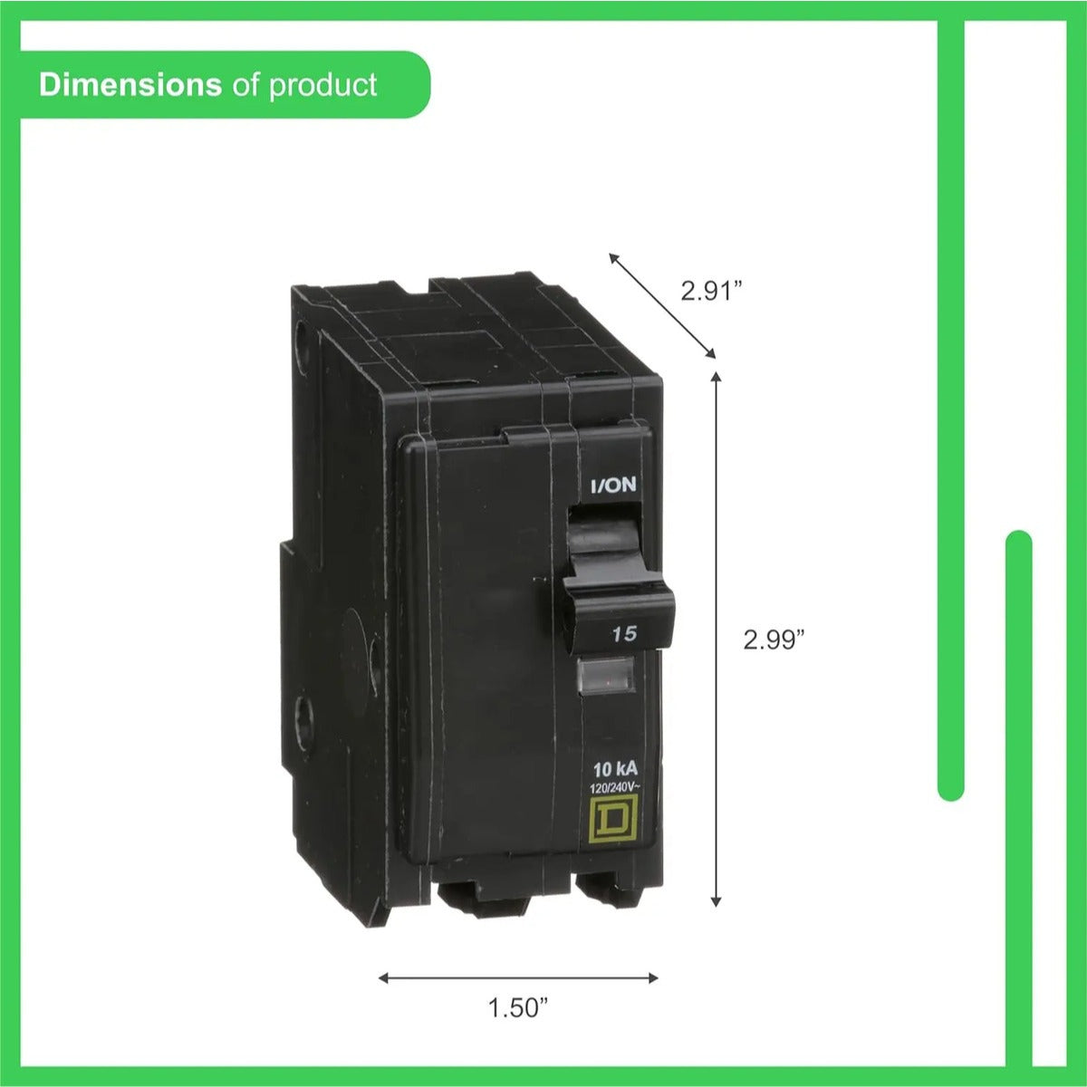 Interruptor 15amp Square D Disyuntor 2p Qo215cp 120/240volts