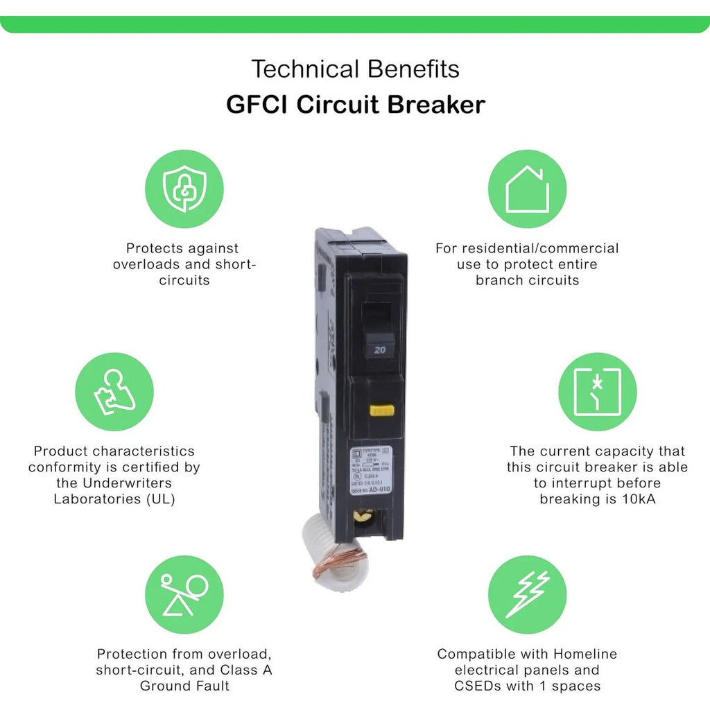 Breacker Square D 20 Amp 1 Polo 120/240 Volts Hom120gficp