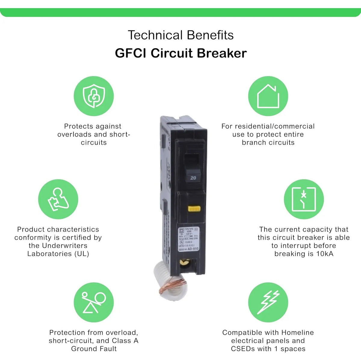 Breacker Square D 20 Amp 1 Polo 120/240 Volts Hom120gficp