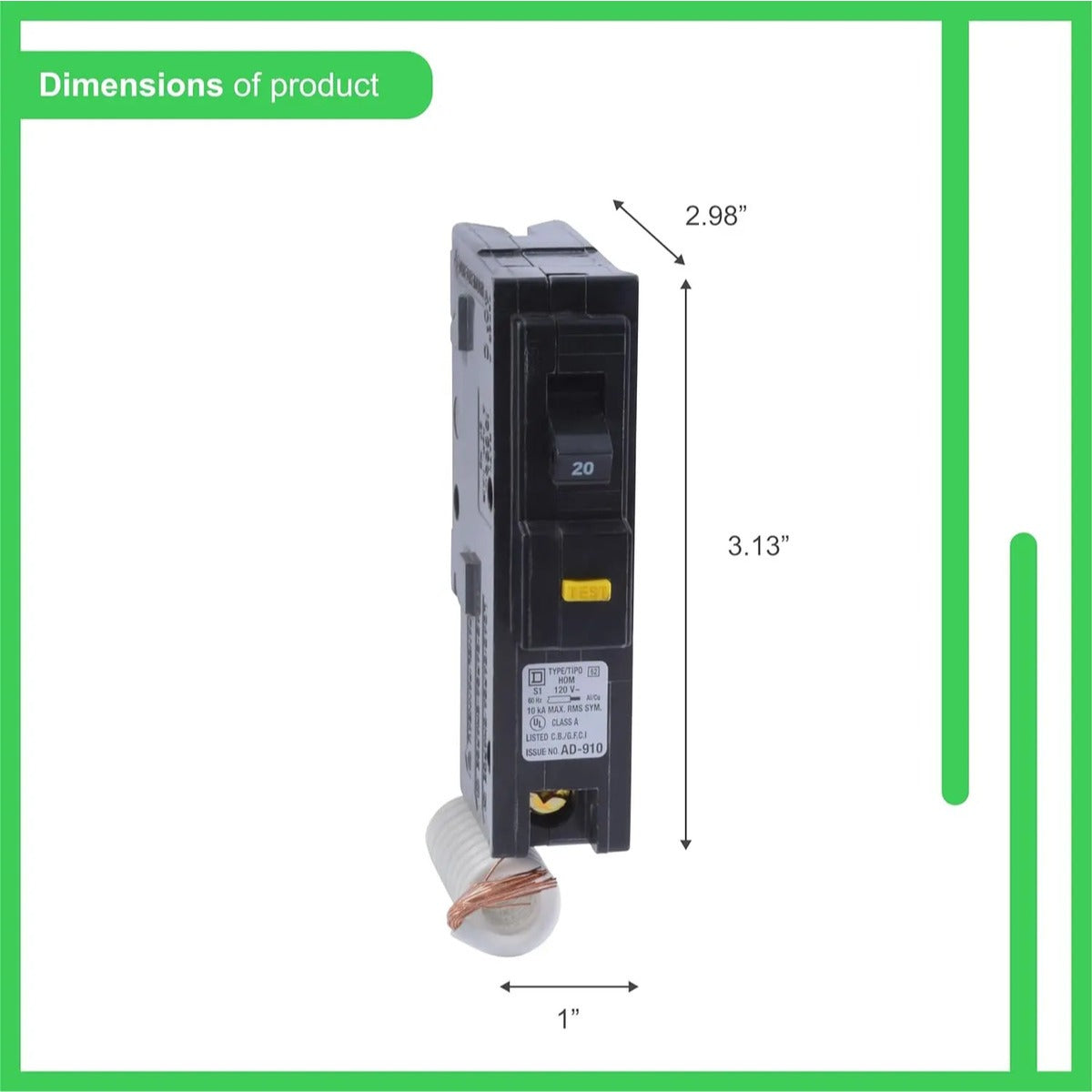 Breacker Square D 20 Amp 1 Polo 120/240 Volts Hom120gficp