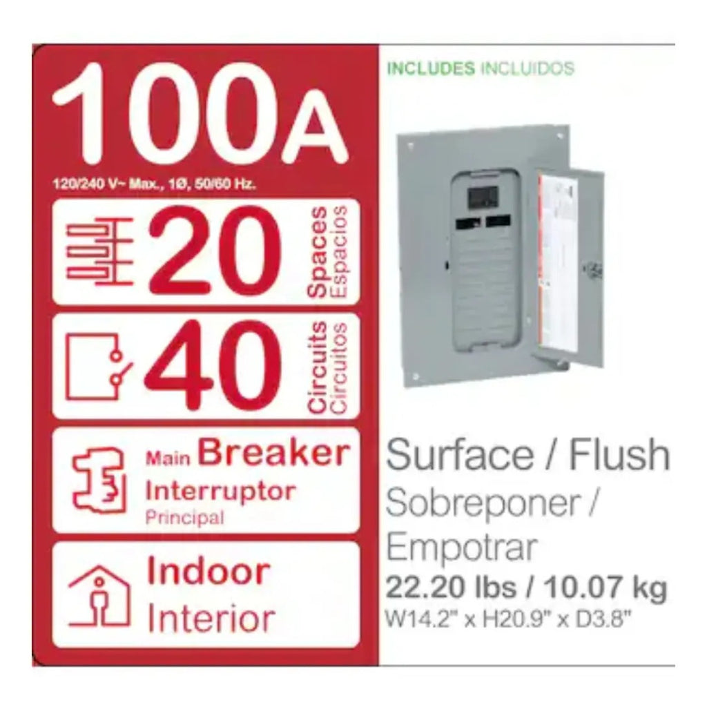Centro De Carga Square D Homeline 100 Amp 20 Espacios