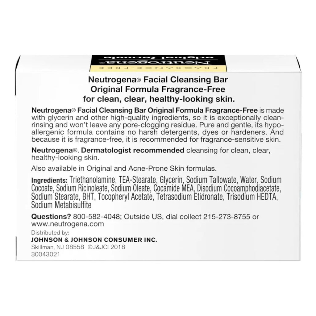 Jabón Facial Neutrogena Sin Fragancia 100 G Piel Suave