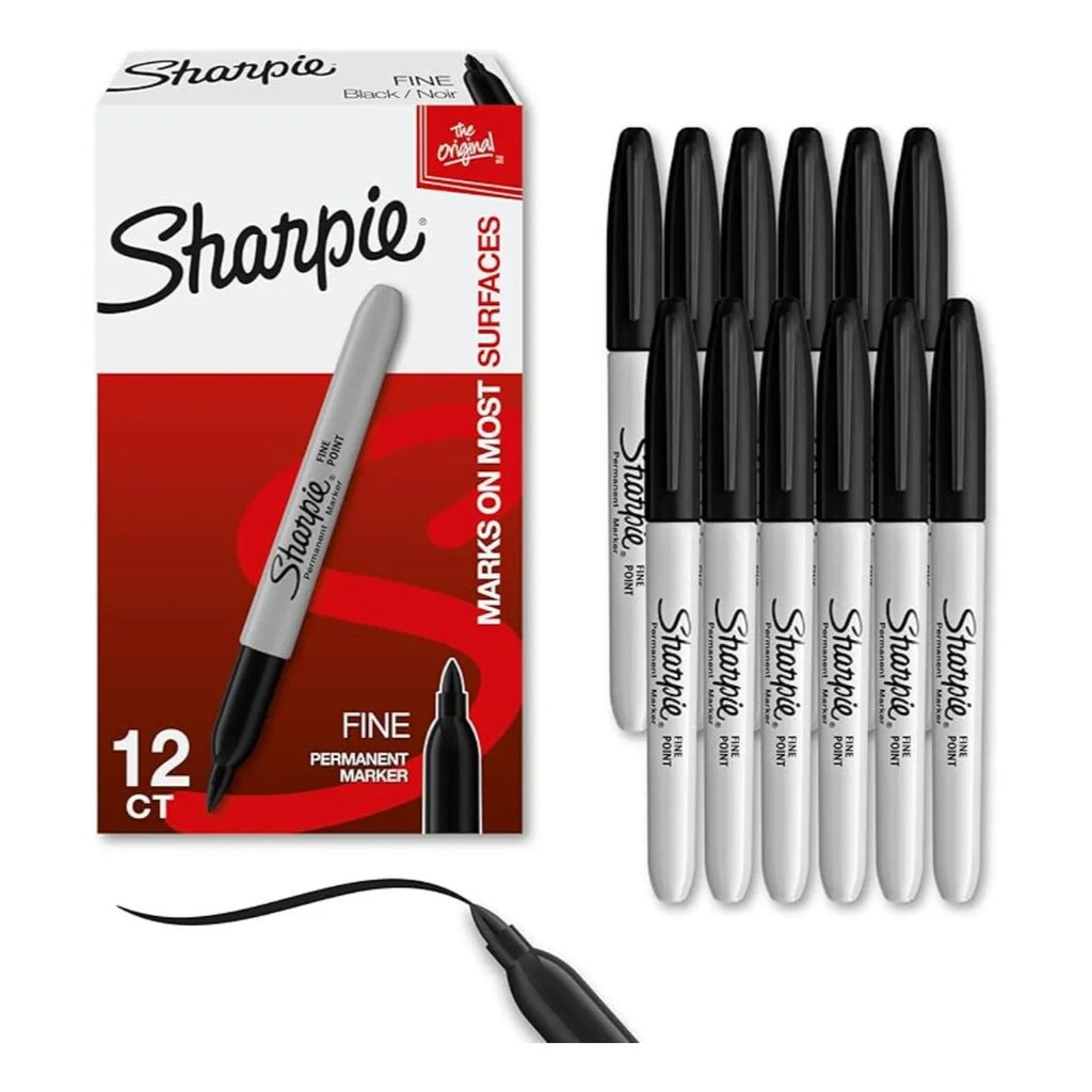 Marcadores Permanentes Sharpie Punta Fina Negros 12