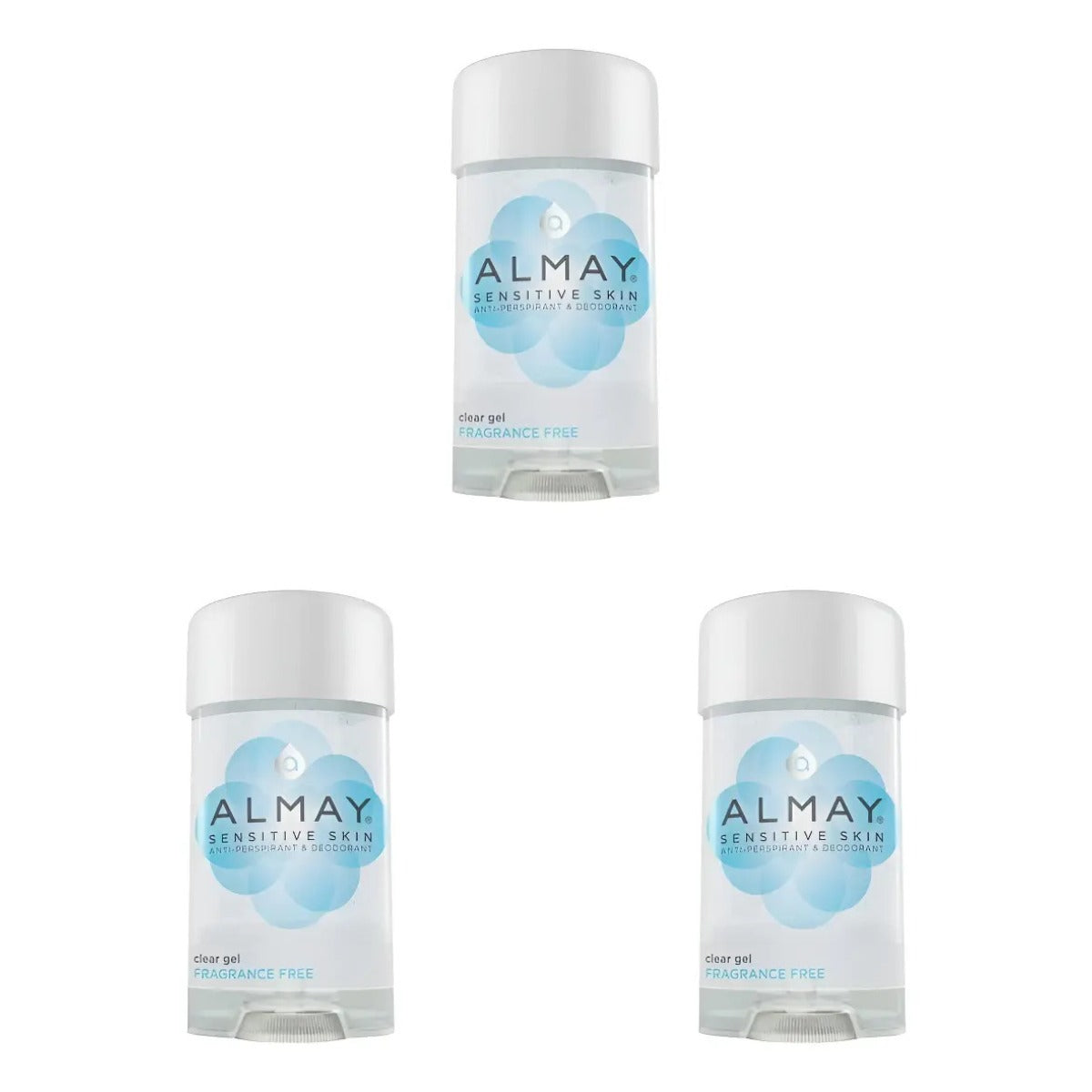 3 X Desodorante Antitranspirante Gel Transparente Almay 63ml
