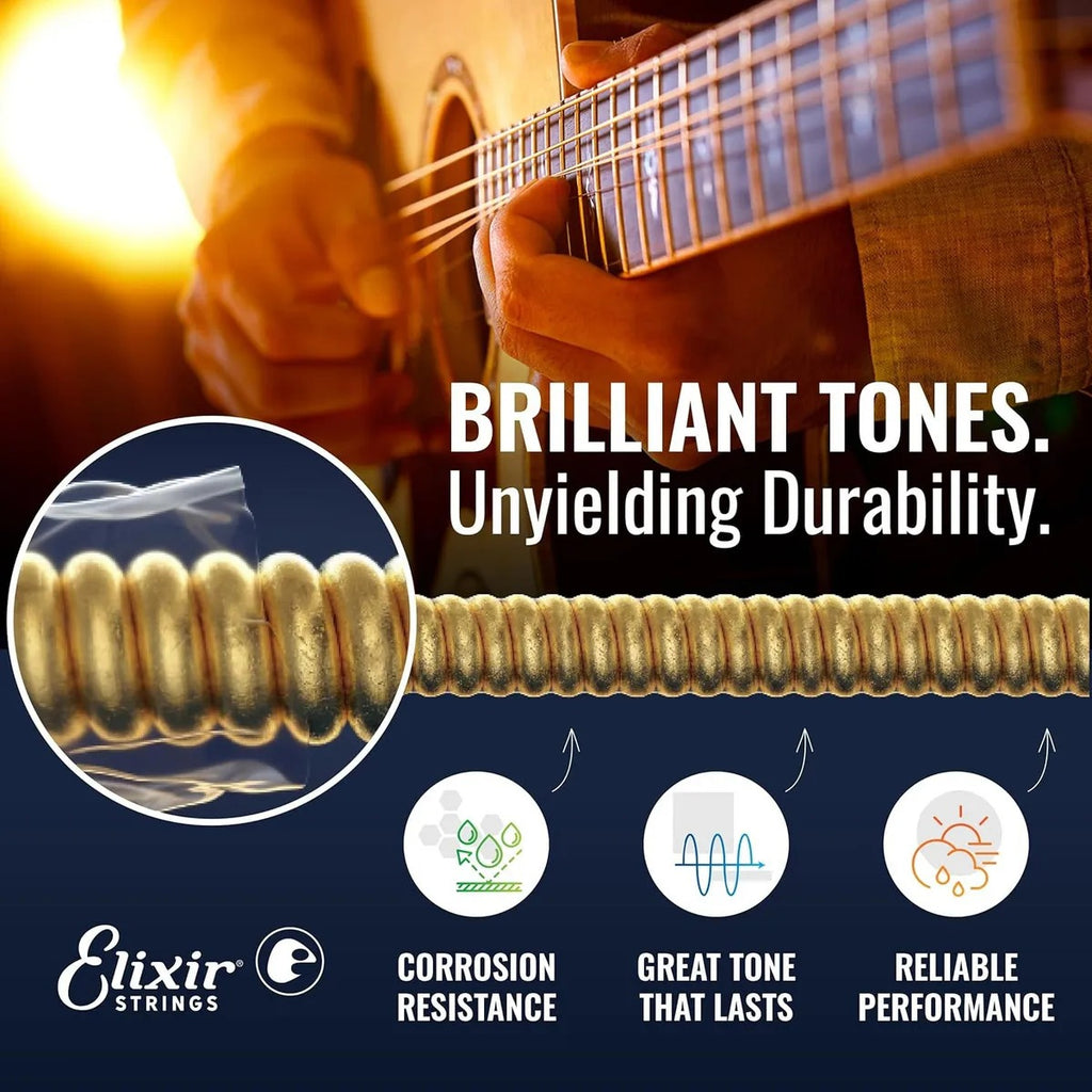 Elixir Cuerdas Guitarra Acústica Bronce 80/20 Con Nanoweb