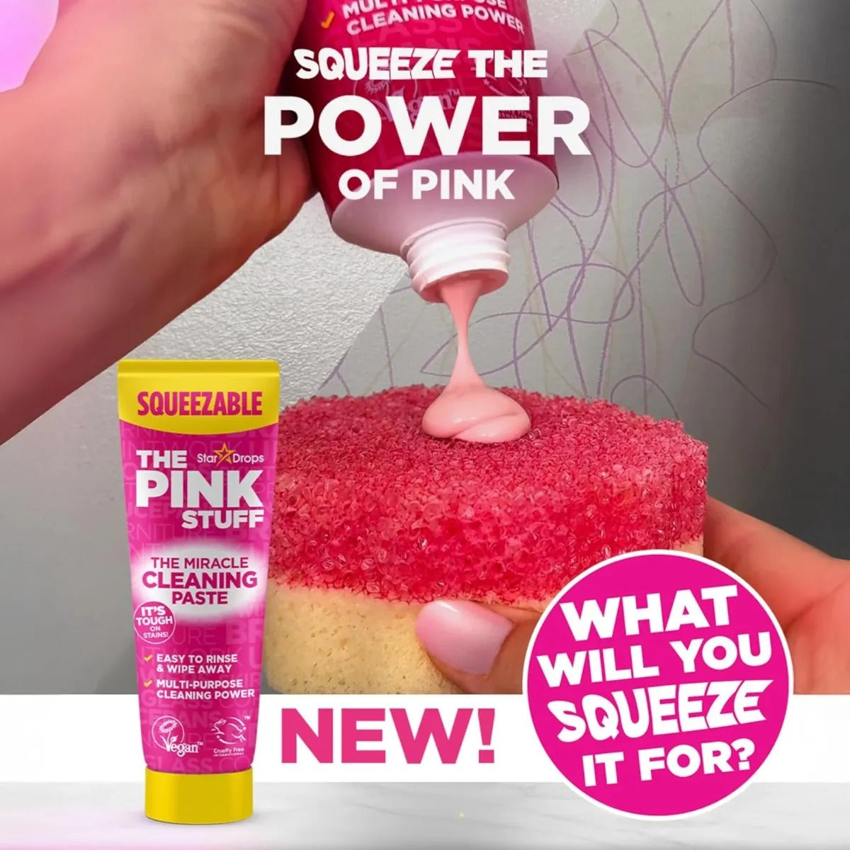 The Pink Stuff Pasta 300g + Esponja Squeezable Limpiadora