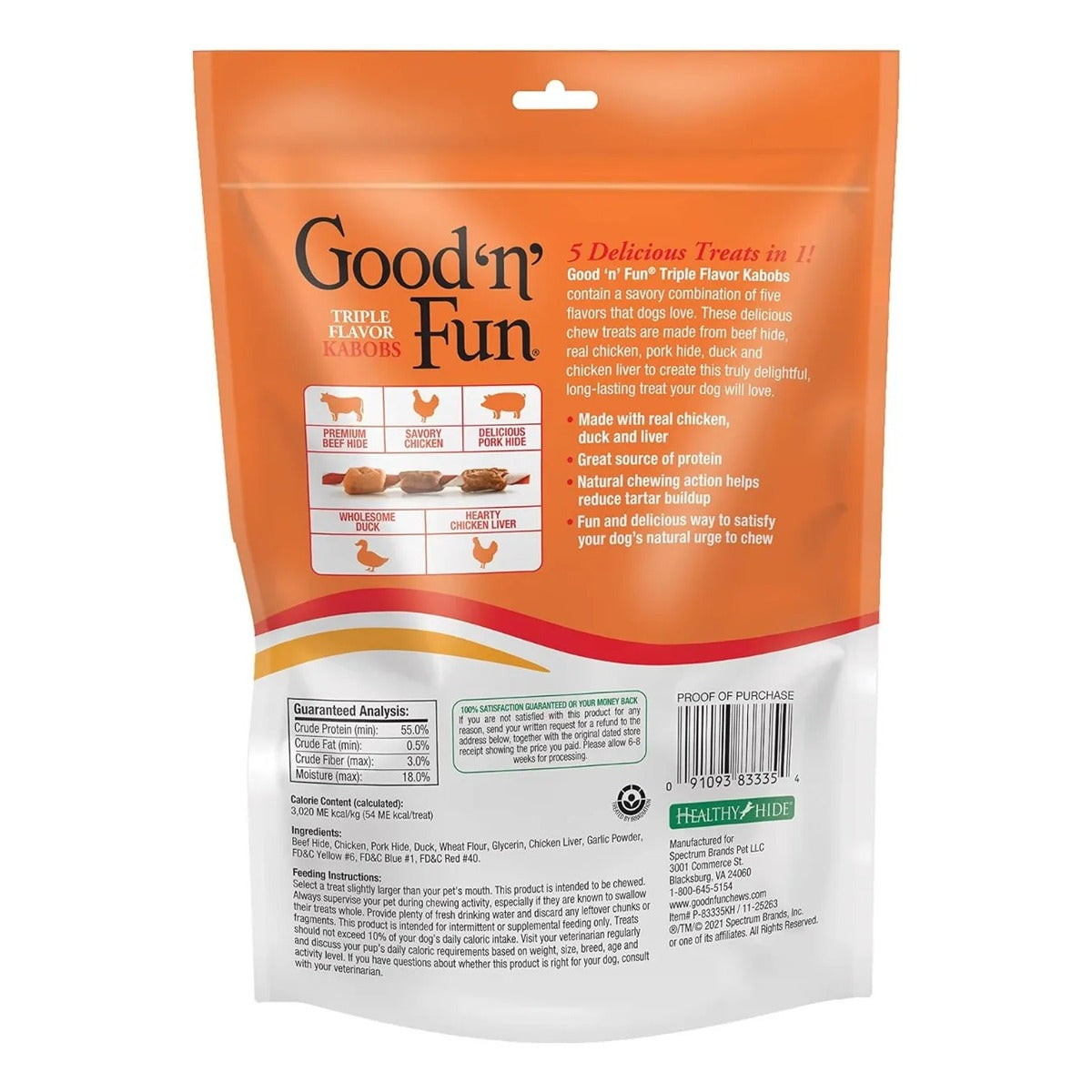 Goodnfun Kabobs Perro Pack 2 113g Triple Sabor Snack Treats