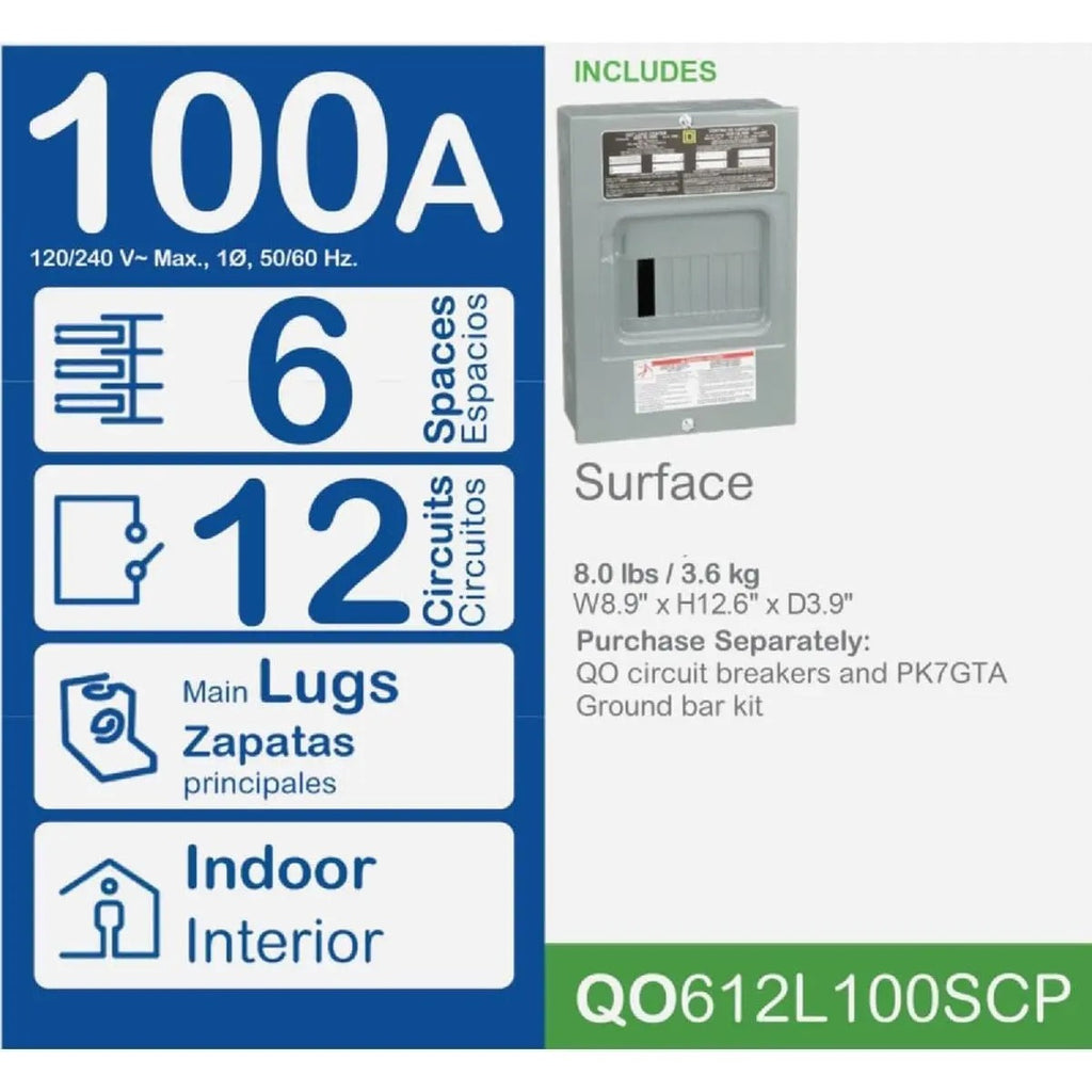 Tablero Centro De Carga Square D Principal 100a Qo612l100sc