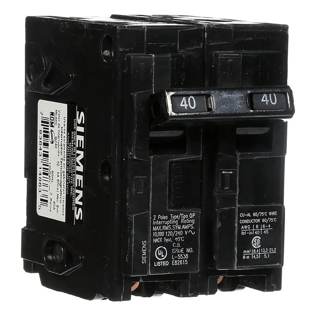 Siemens Interruptor De Circuito Qp Q240 De 2 Polos 40 Amper