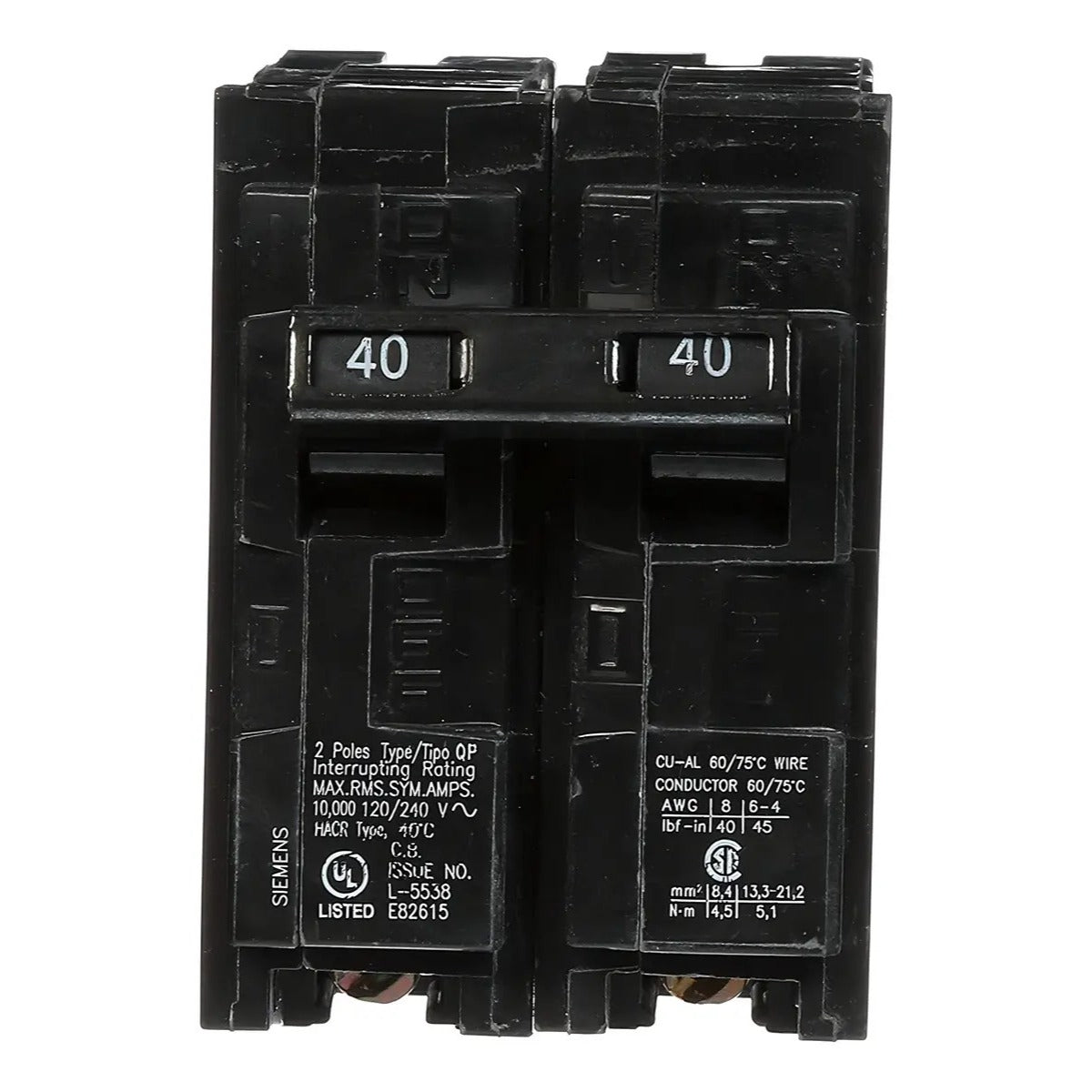 Siemens Interruptor De Circuito Qp Q240 De 2 Polos 40 Amper