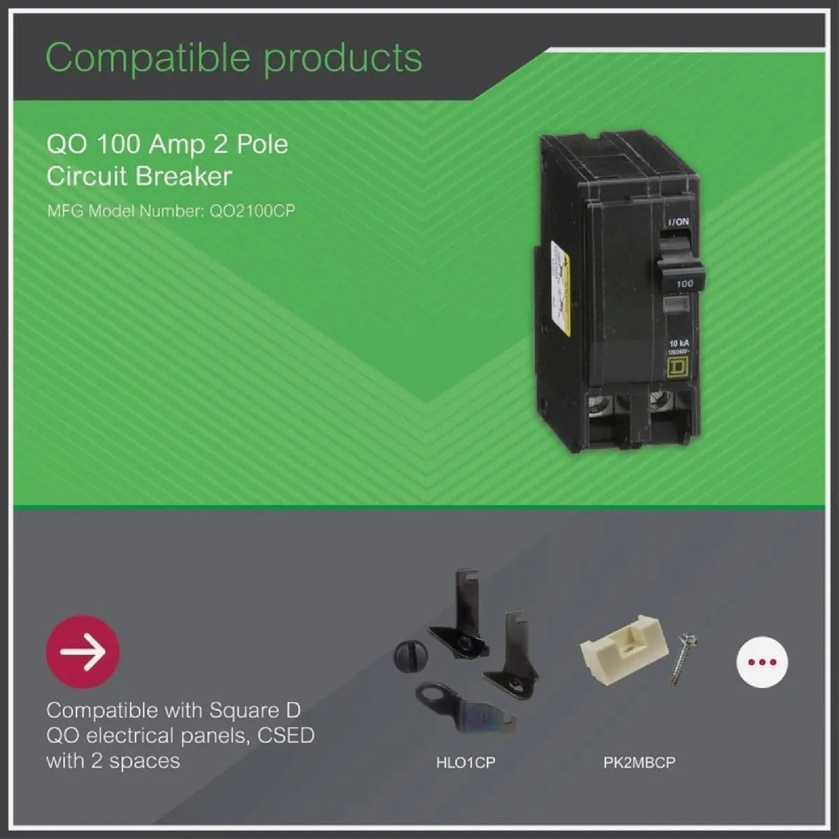 Interruptor Qo2100cp 100a 2 Polos Square D Termomagnético