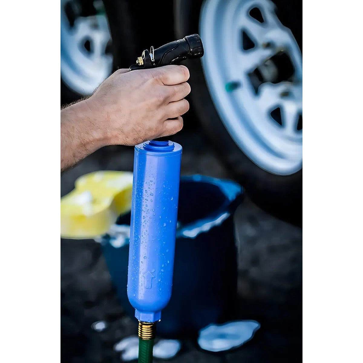 Filtro Agua Camco TastePURE Con Protector Manguera Para Camper RV Azul