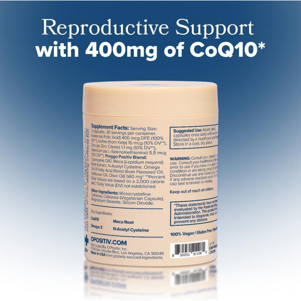 Positiv Preggo Concepcion Mujeres CoQ10 NAC 60 Capsulas