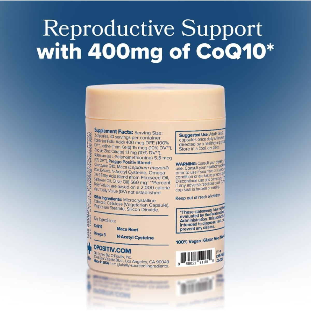 Positiv Preggo Concepcion Mujeres CoQ10 NAC 60 Capsulas