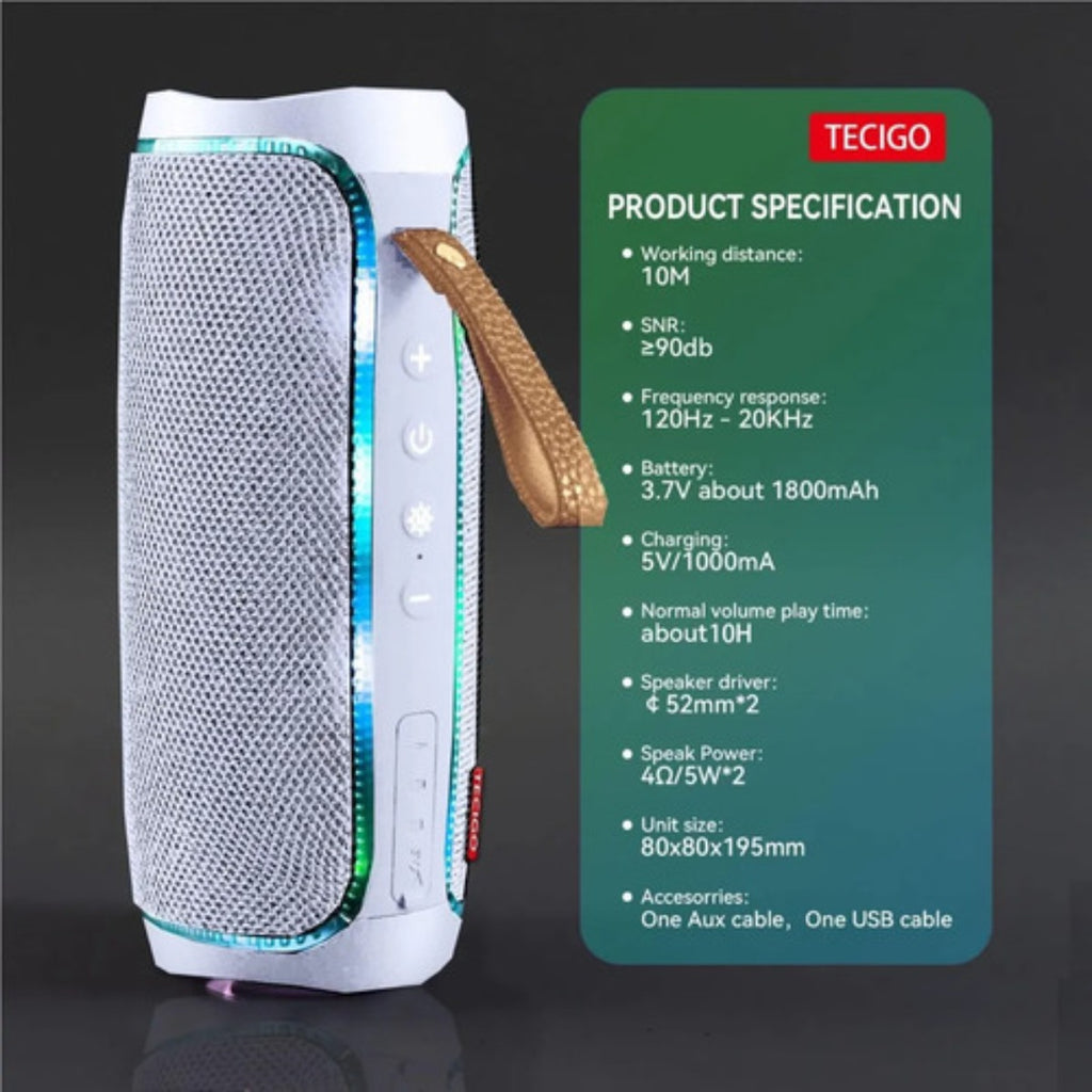 Bocina Tecigo Bluetooth Portátil Exterior Recargable