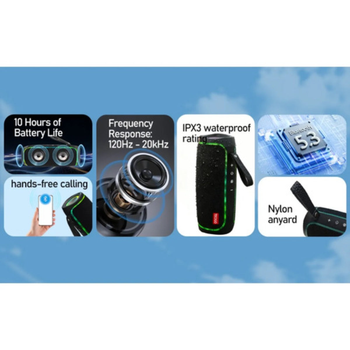 Bocina Tecigo Bluetooth Portátil Exterior Recargable
