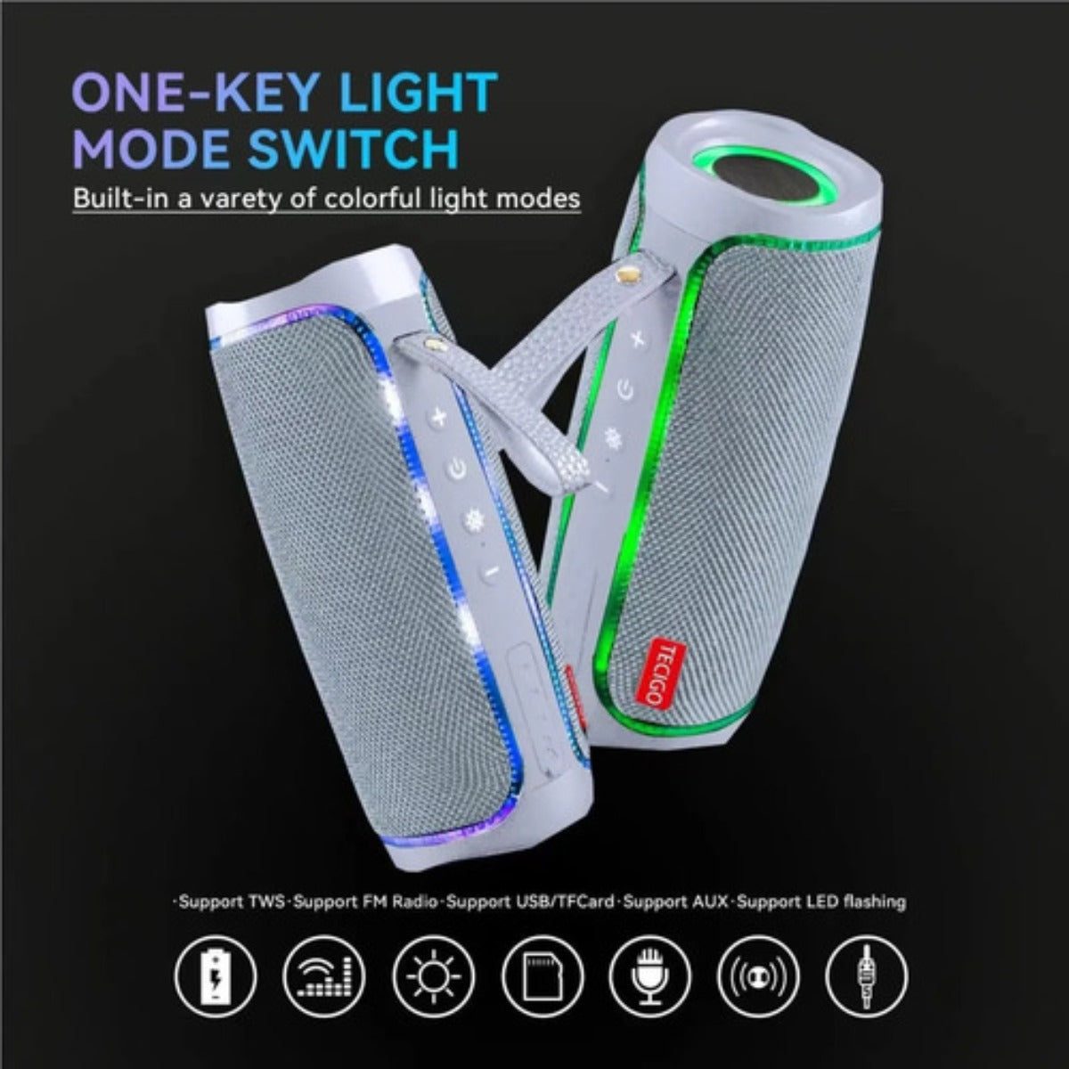 Bocina Tecigo Bluetooth Portátil Exterior Recargable