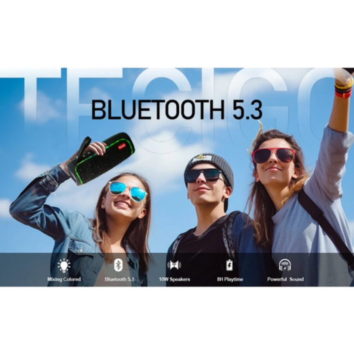 Bocina Tecigo Bluetooth Portátil Exterior Recargable