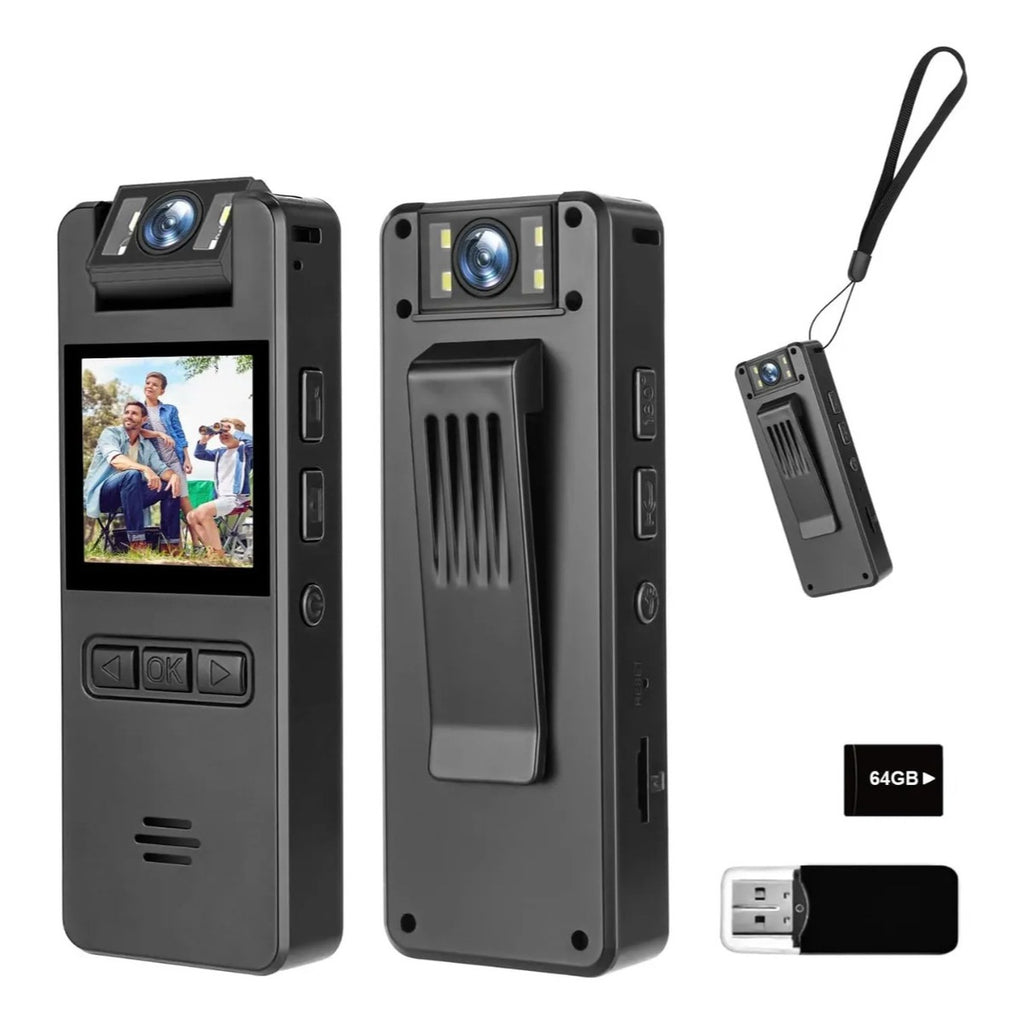 Camara Corporal Mini 64gb 1080p Lente 180 Policia Seguridad