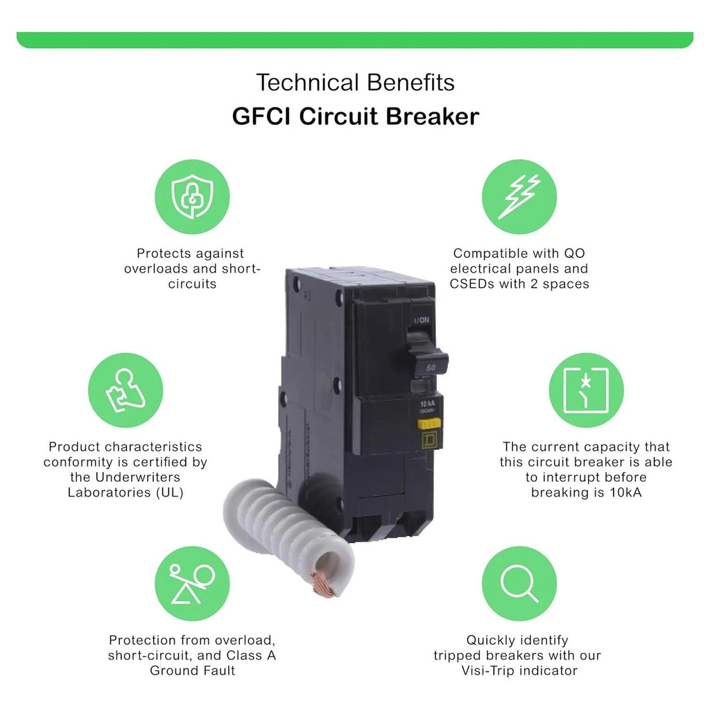Square D Breaker 50 Amp 2 Polos Gfci Qo250gficp 240 Volts