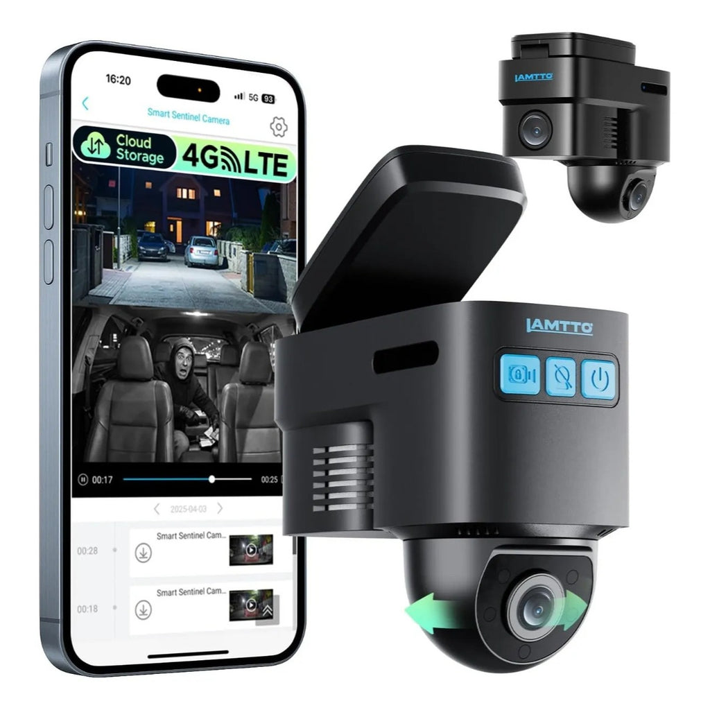 Cámara De Auto Lamtto 4g Lte Dual Frontal E Interior Gps Antirobo