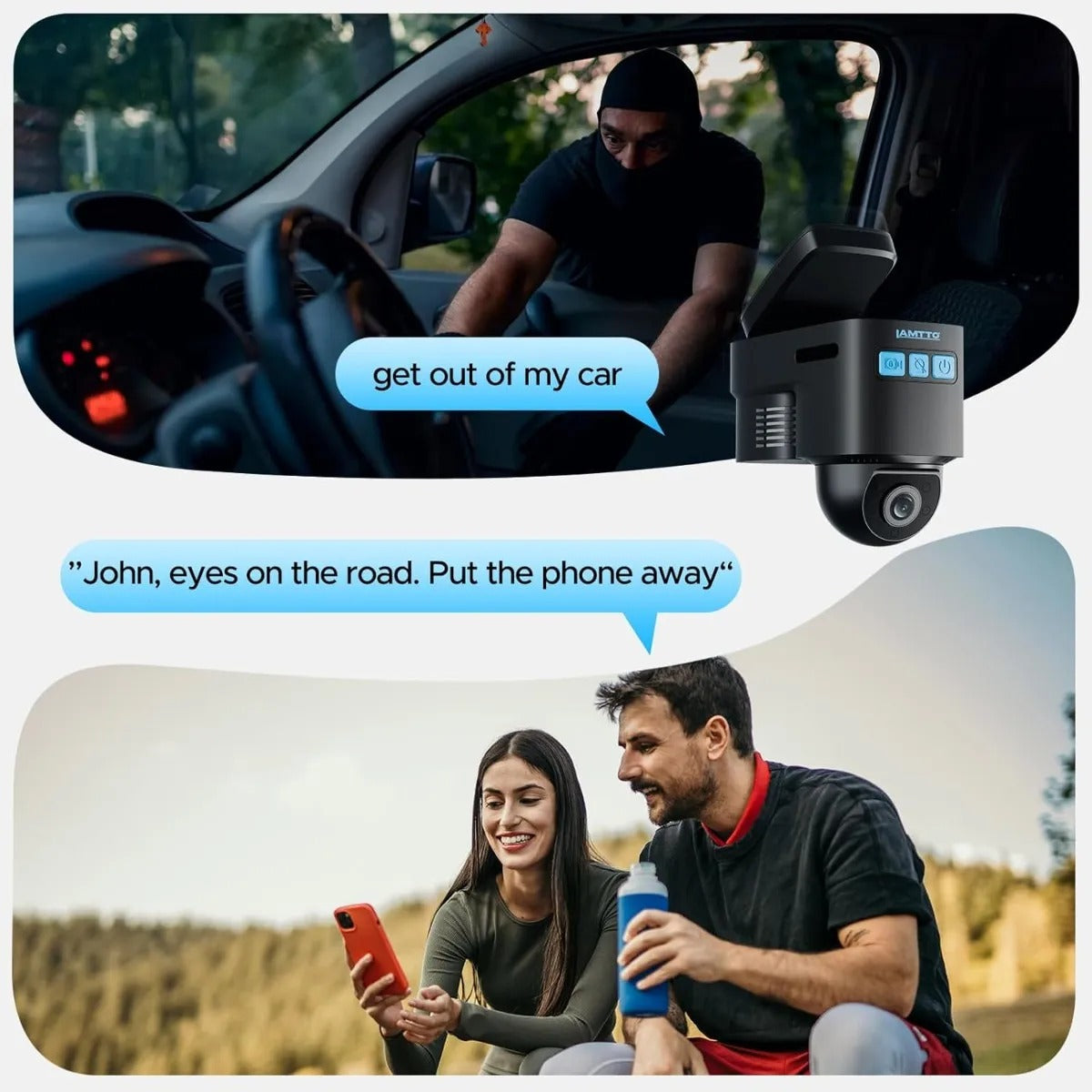 Cámara De Auto Lamtto 4g Lte Dual Frontal E Interior Gps Antirobo