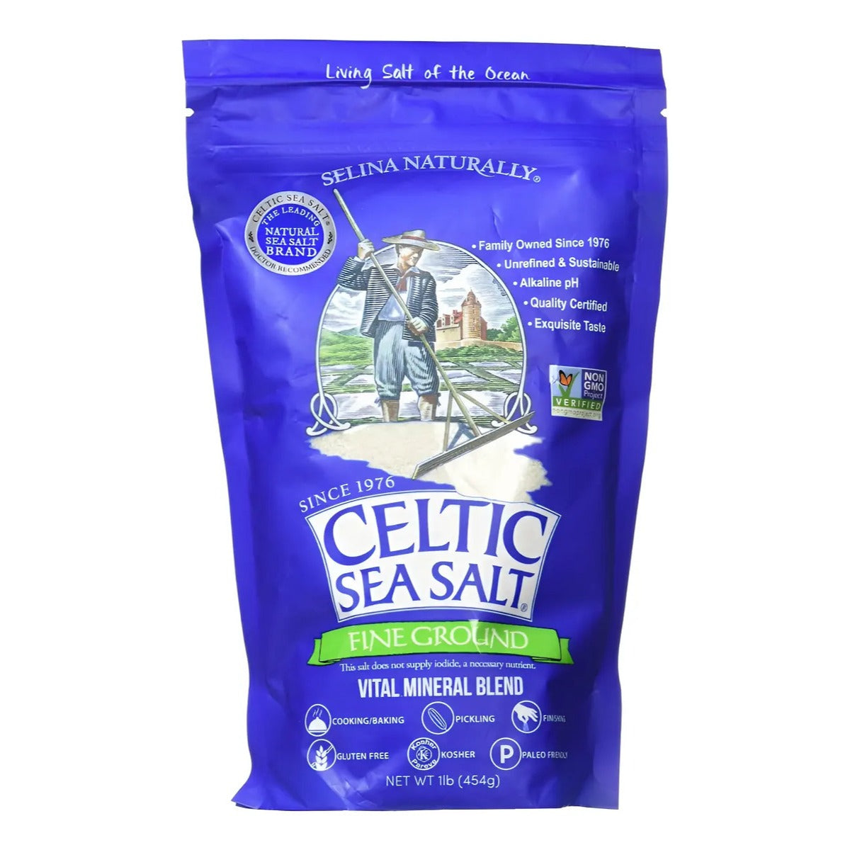 Celtic Sea Salt Fina 454g Sal Marina Fina Clásica Sin Gluten