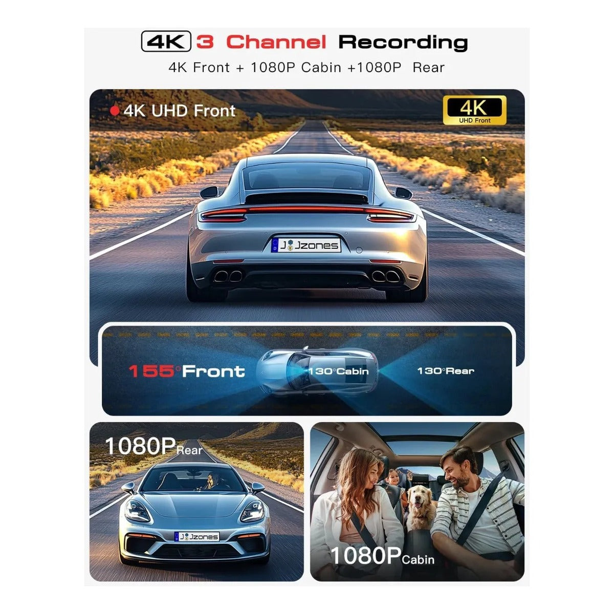 Camara Dash 4k 3 Canales Wifi Y 64gb