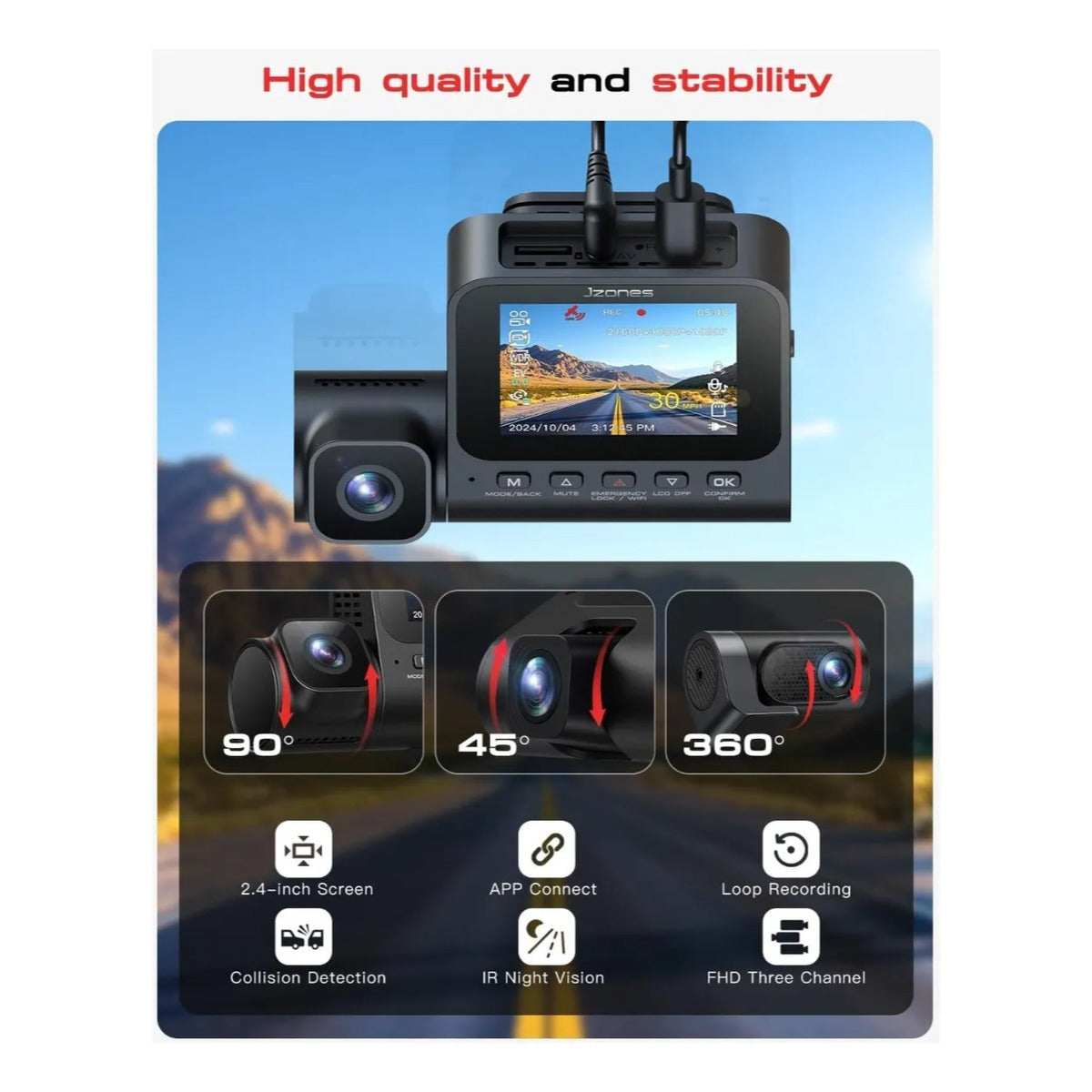 Camara Dash 4k 3 Canales Wifi Y 64gb