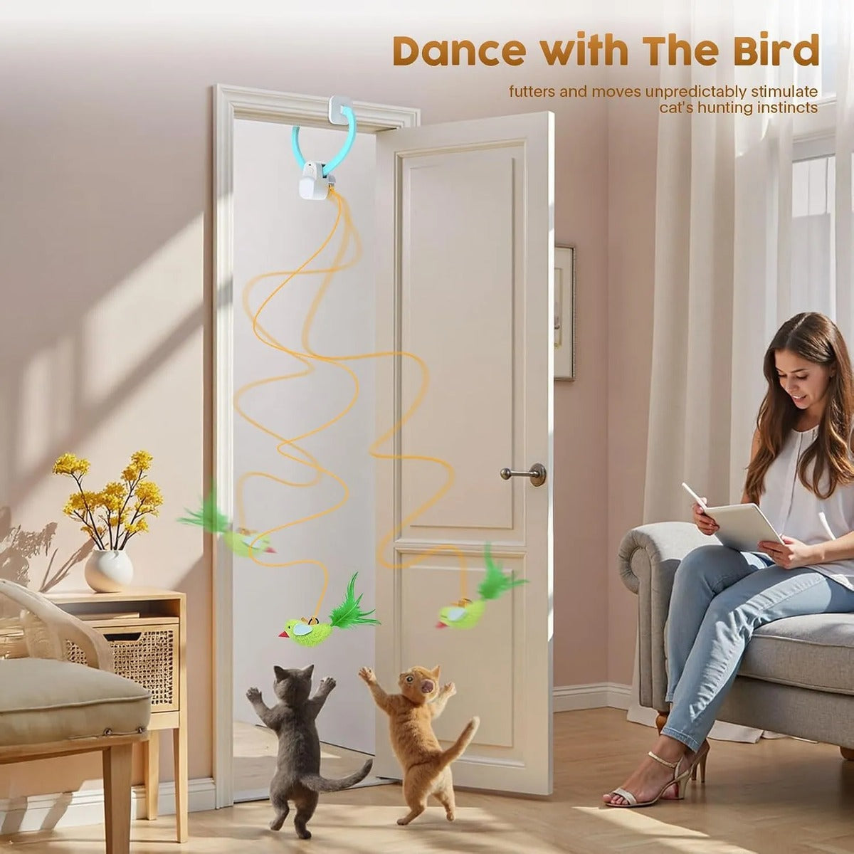 Juguete Para Gatos Pluma Voladora Recargable Usb Aoioploa