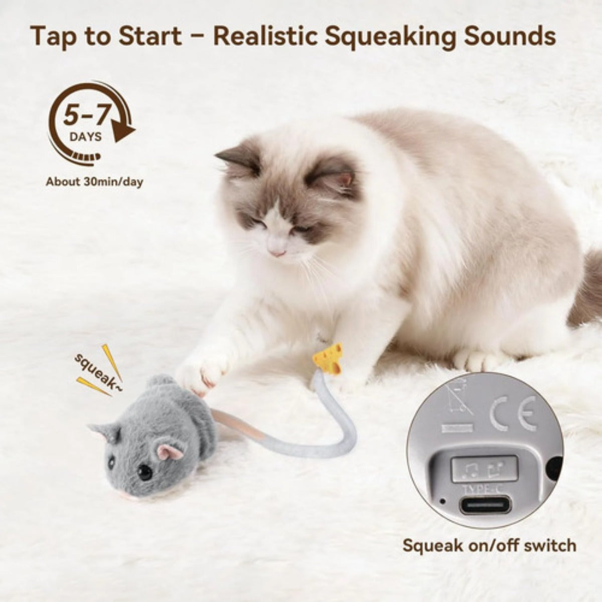 Juguete Interactivo Gato Migipaws Migimouse Recargable Usb