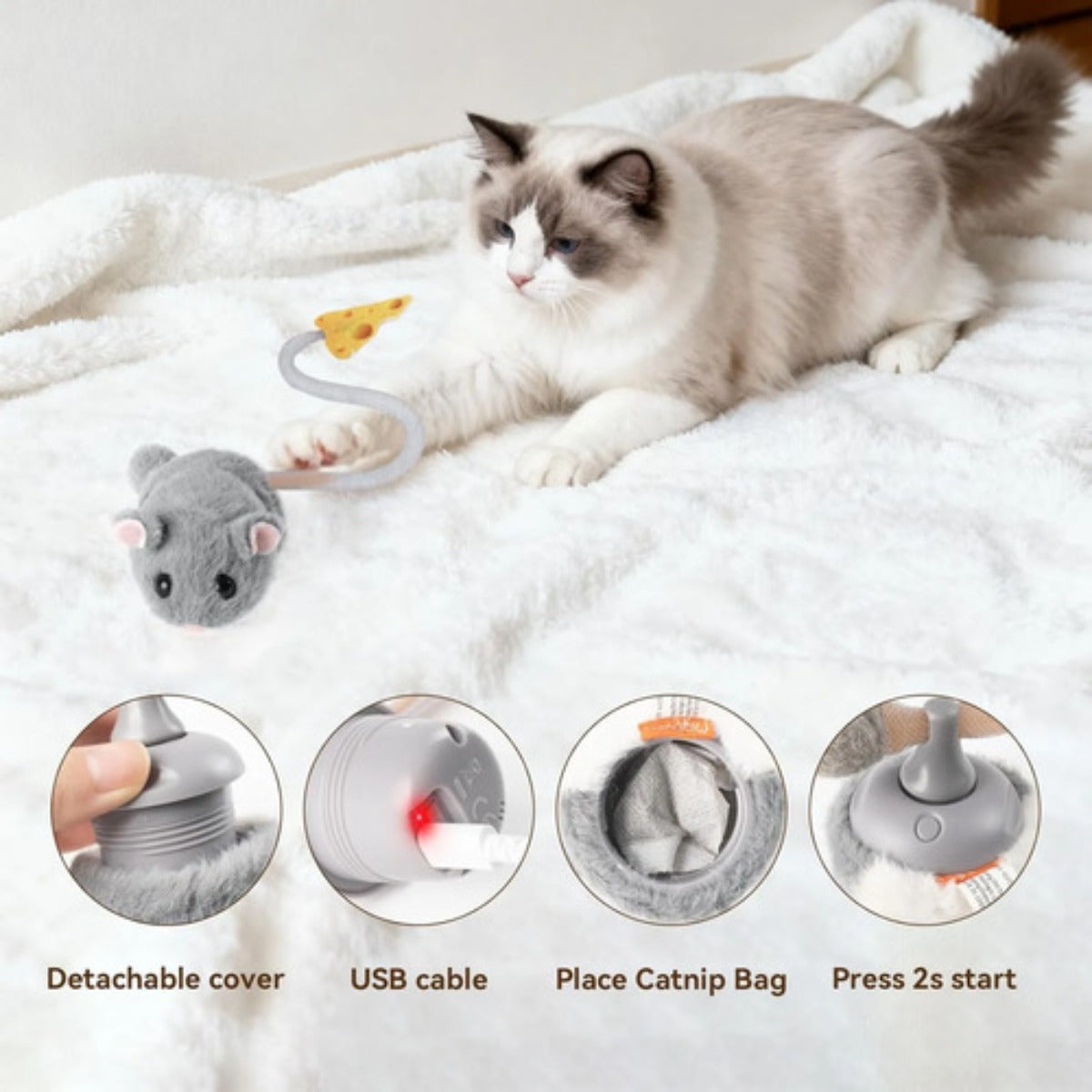 Juguete Interactivo Gato Migipaws Migimouse Recargable Usb