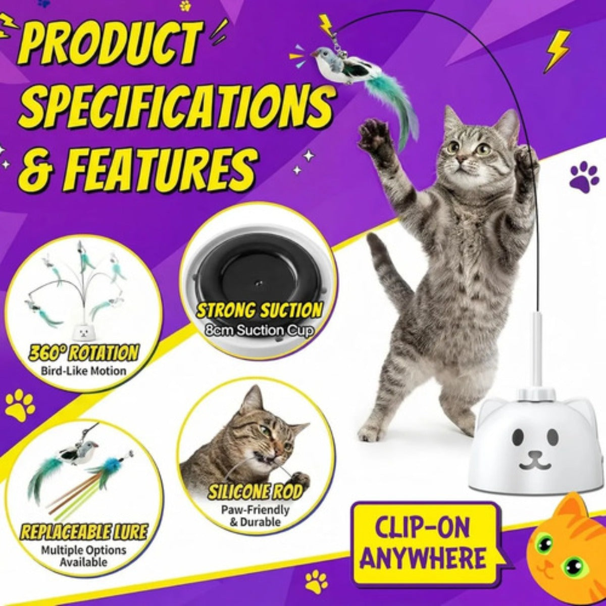 Juguete Interactivo Gato Catpick Pluma Voladora Recargable