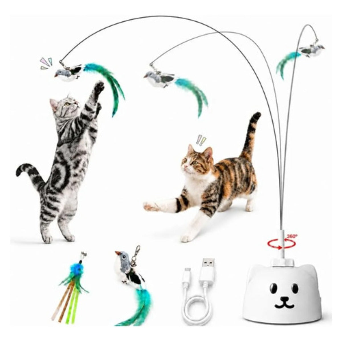 Juguete Interactivo Gato Catpick Pluma Voladora Recargable