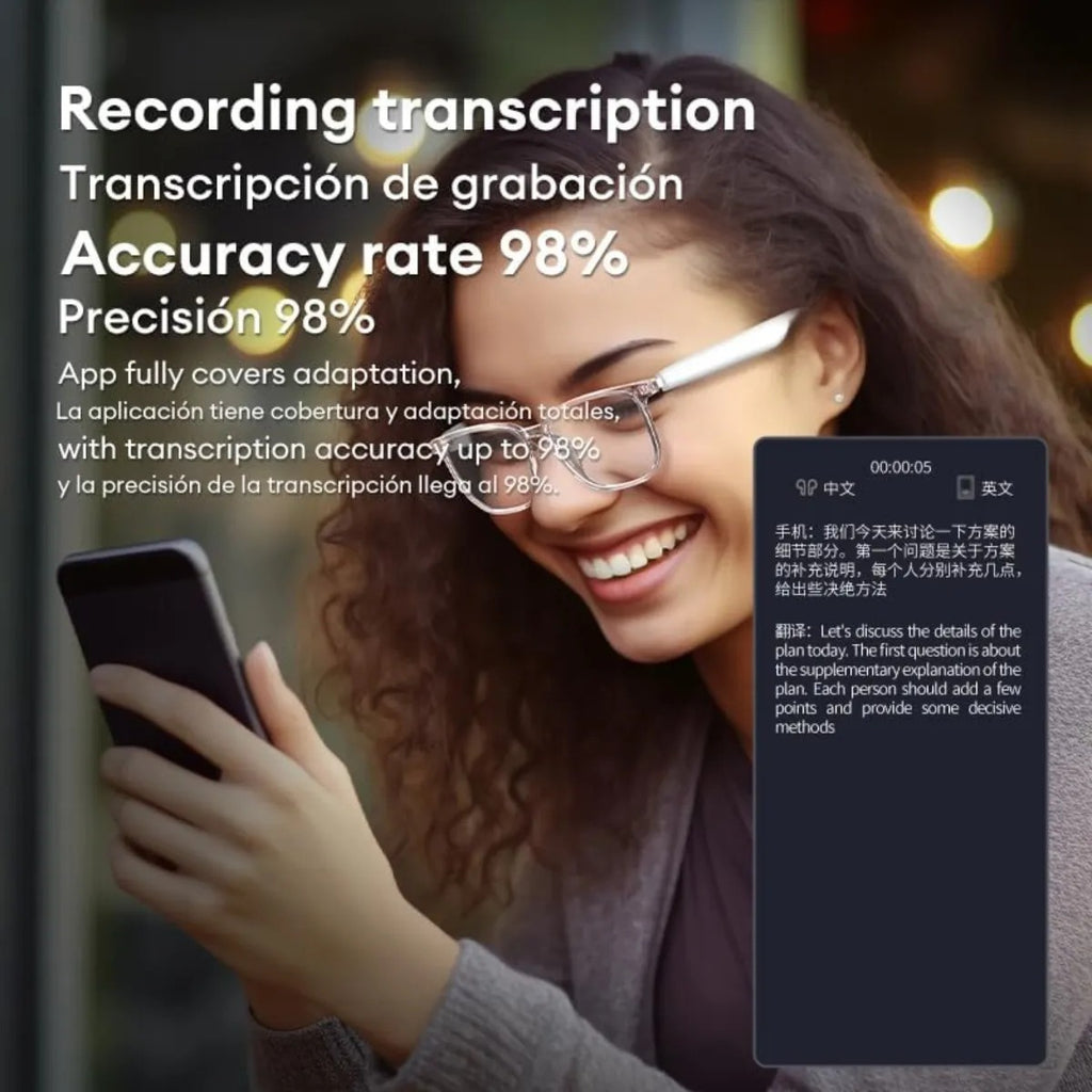 Lentes Inteligentes Ia Traductor 160 Idiomas Blanco