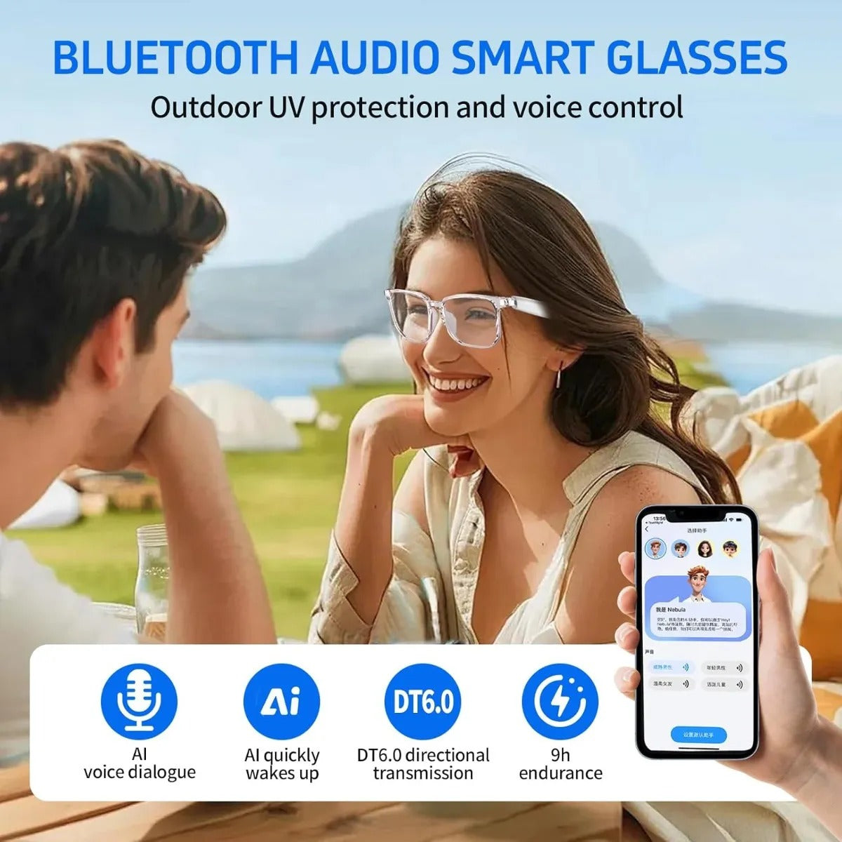 Lentes Inteligentes Ia Traductor 160 Idiomas Blanco