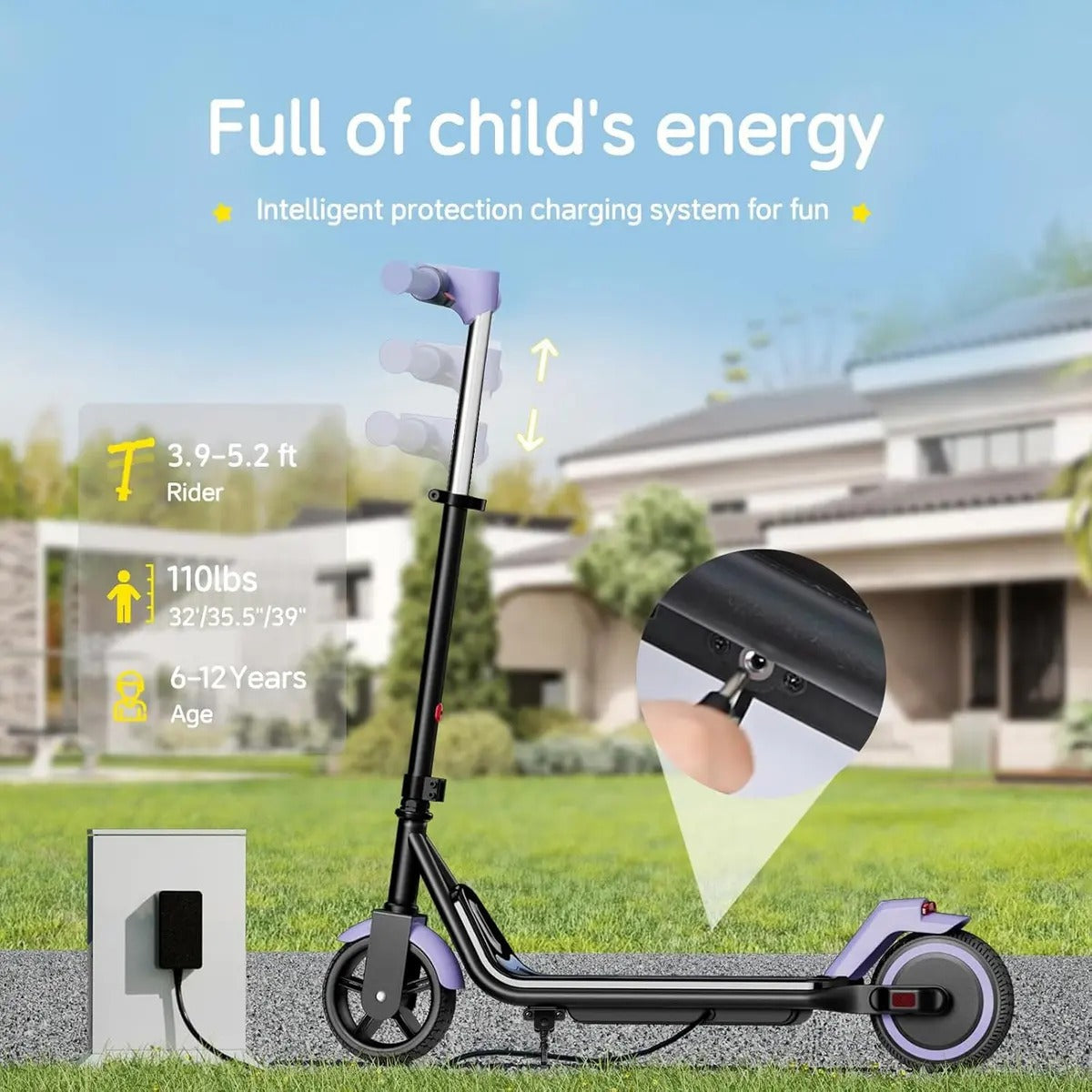 Scooter Eléctrico ECOROAD EK6 Negro Plegable Batería Ion Litio 12V Freno Disco