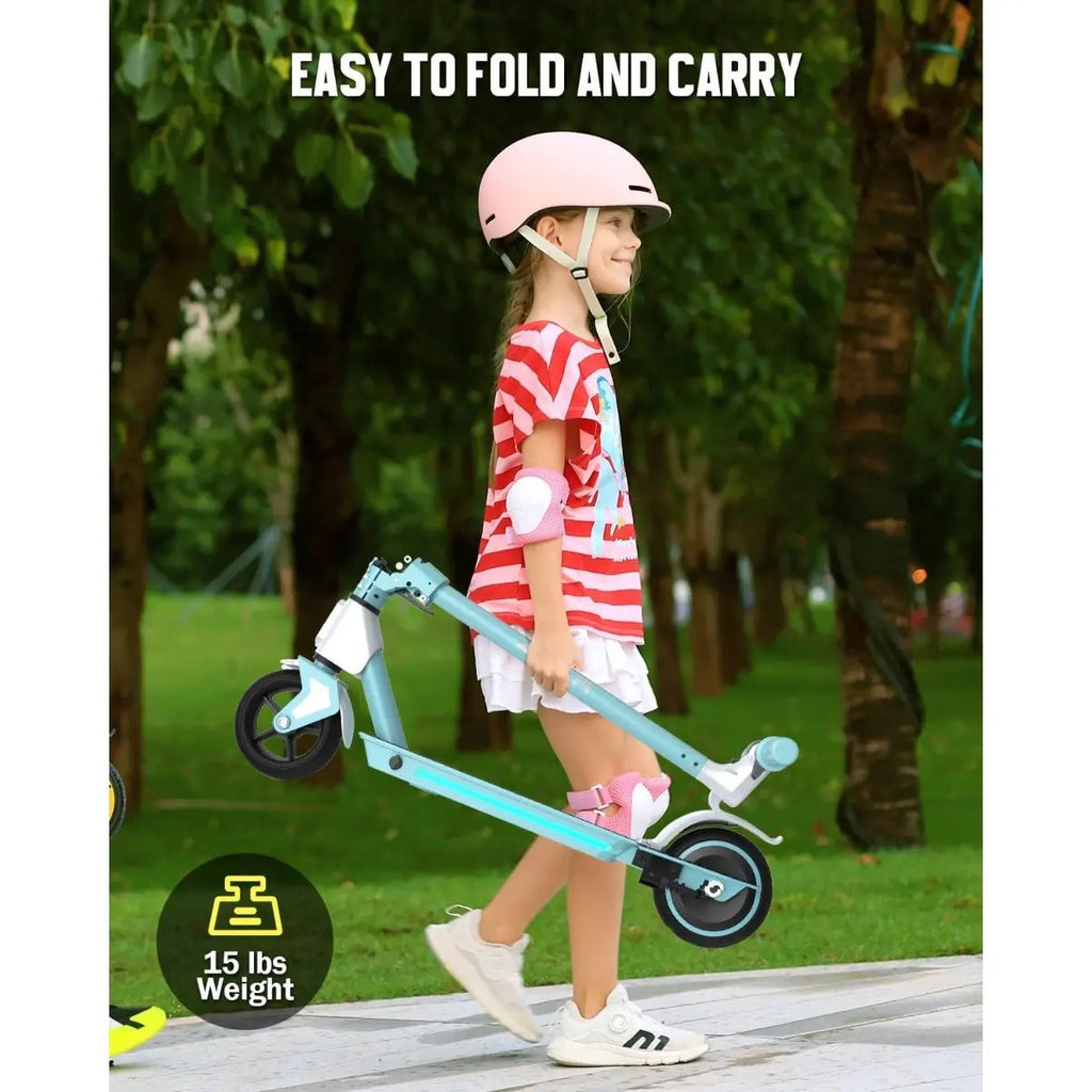 Scooter Eléctrico Niños 6 A 12 Años Plegable Luces Led